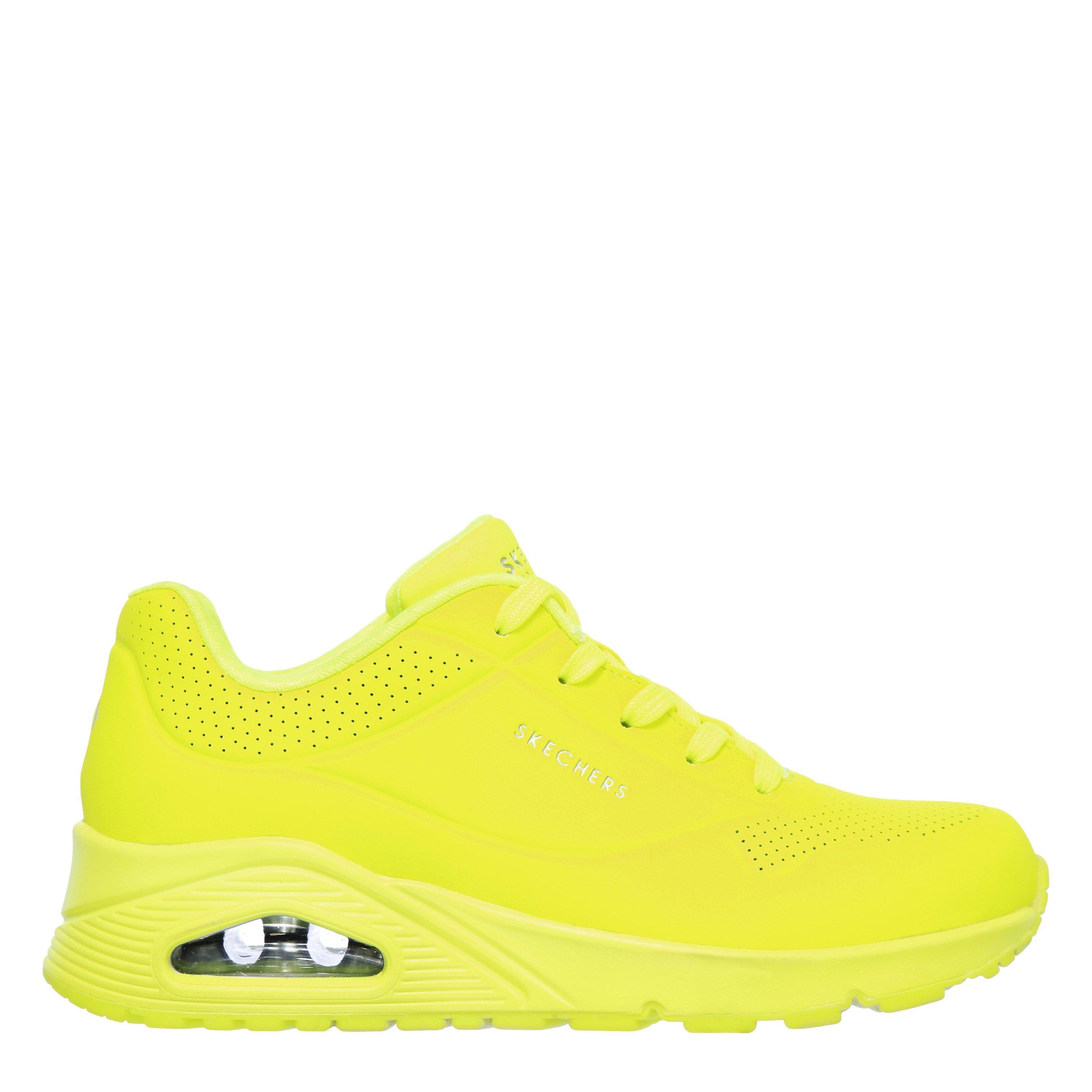 Neon Yellow - Skechers - Durabuck Lace Up Sneaker Low-Top Trainers Womens - 3