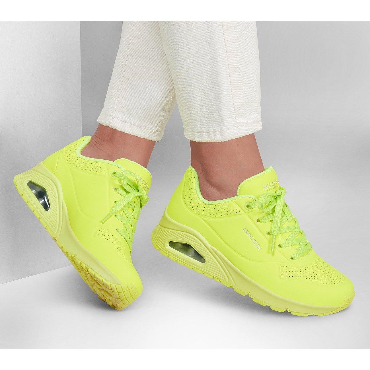 Neon Yellow - Skechers - Durabuck Lace Up Sneaker Low-Top Trainers Womens - 6