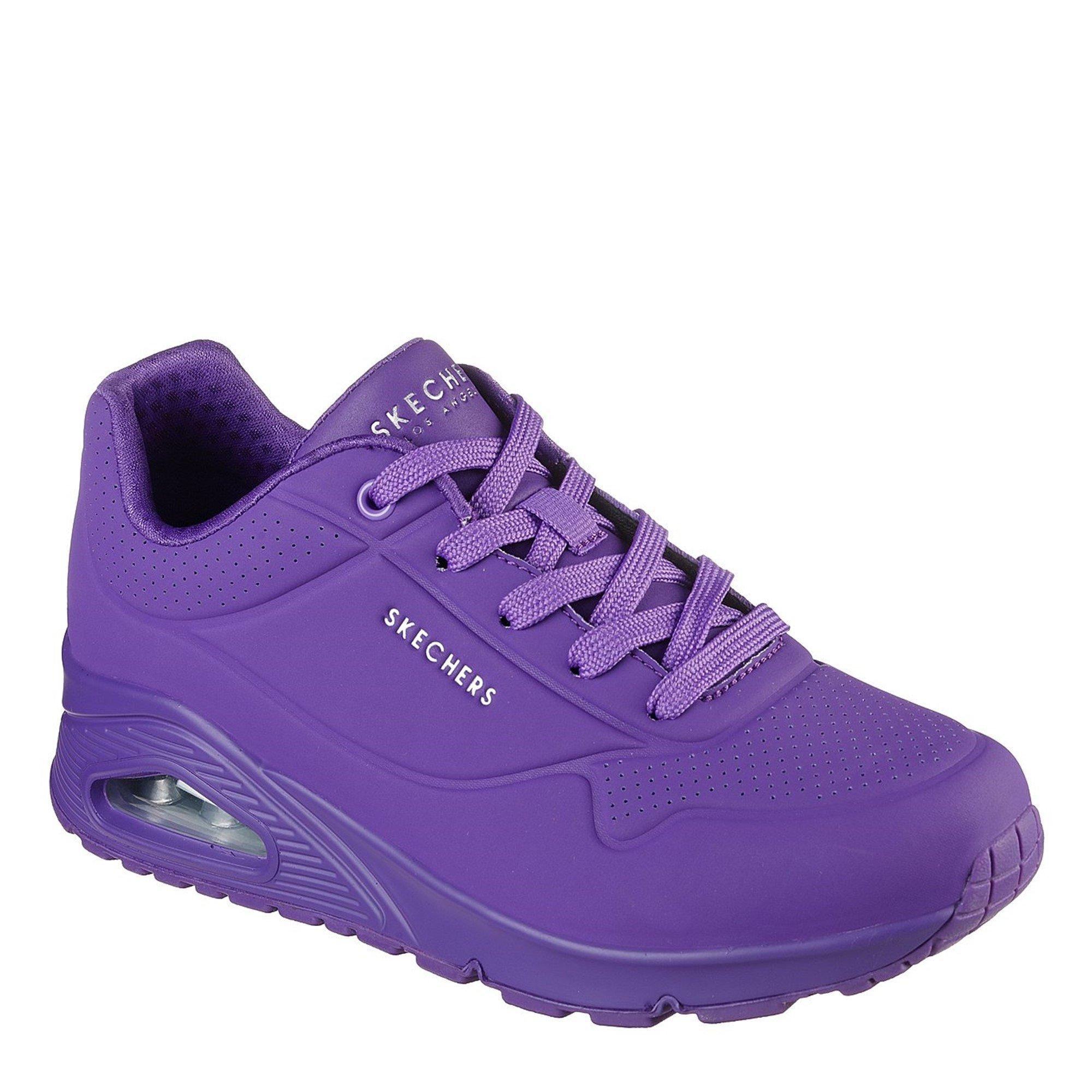 Morado - Skechers - Durabuck Lace Up Sneaker Low-Top Trainers Womens - 1