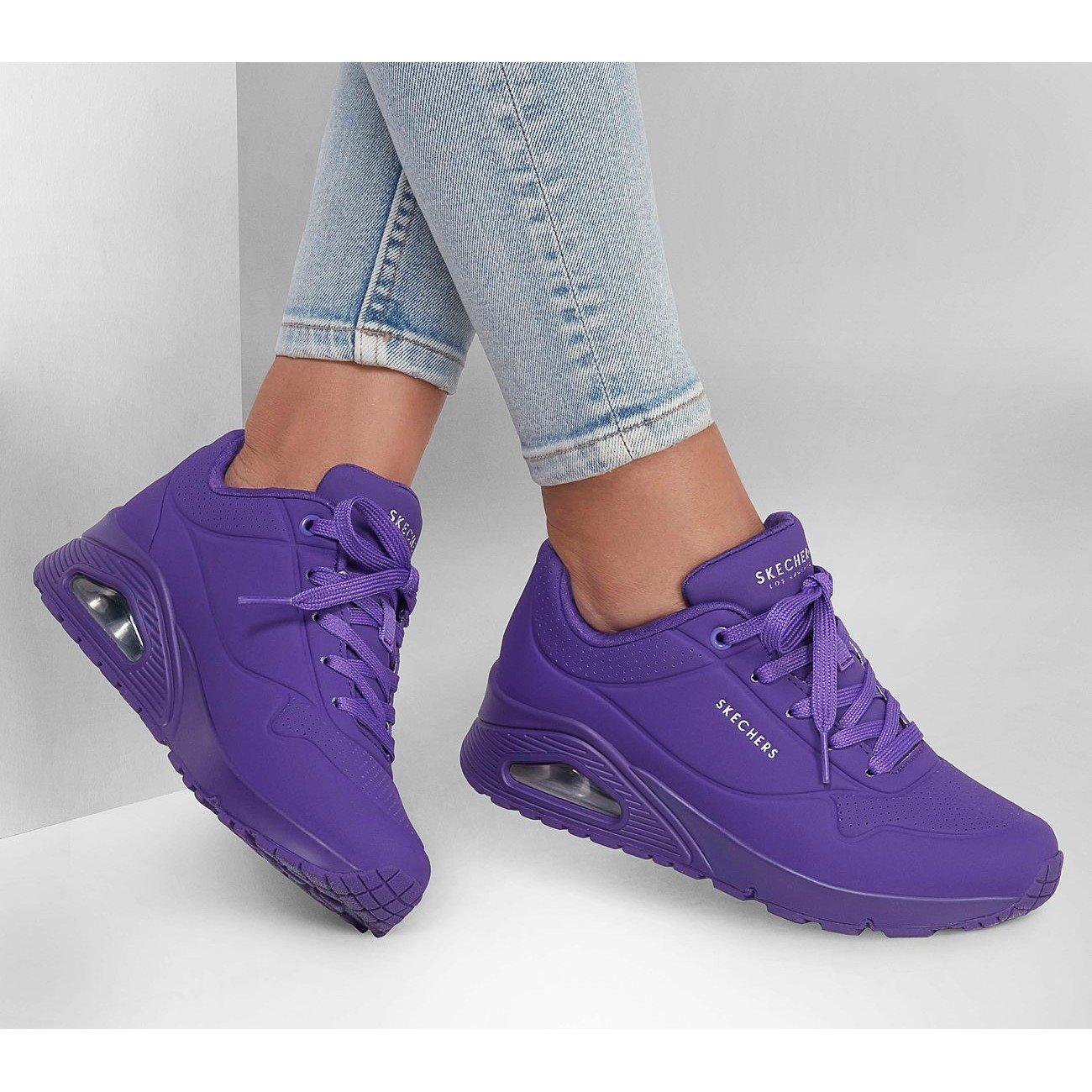 Morado - Skechers - Durabuck Lace Up Sneaker Low-Top Trainers Womens - 3