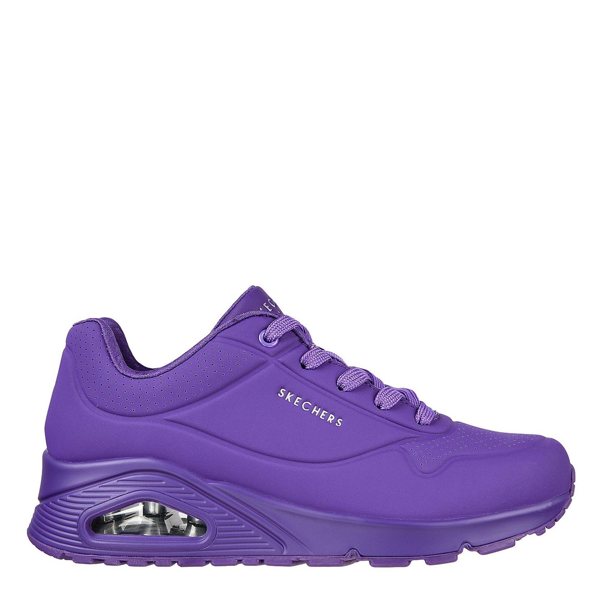 Morado - Skechers - Durabuck Lace Up Sneaker Low-Top Trainers Womens - 4