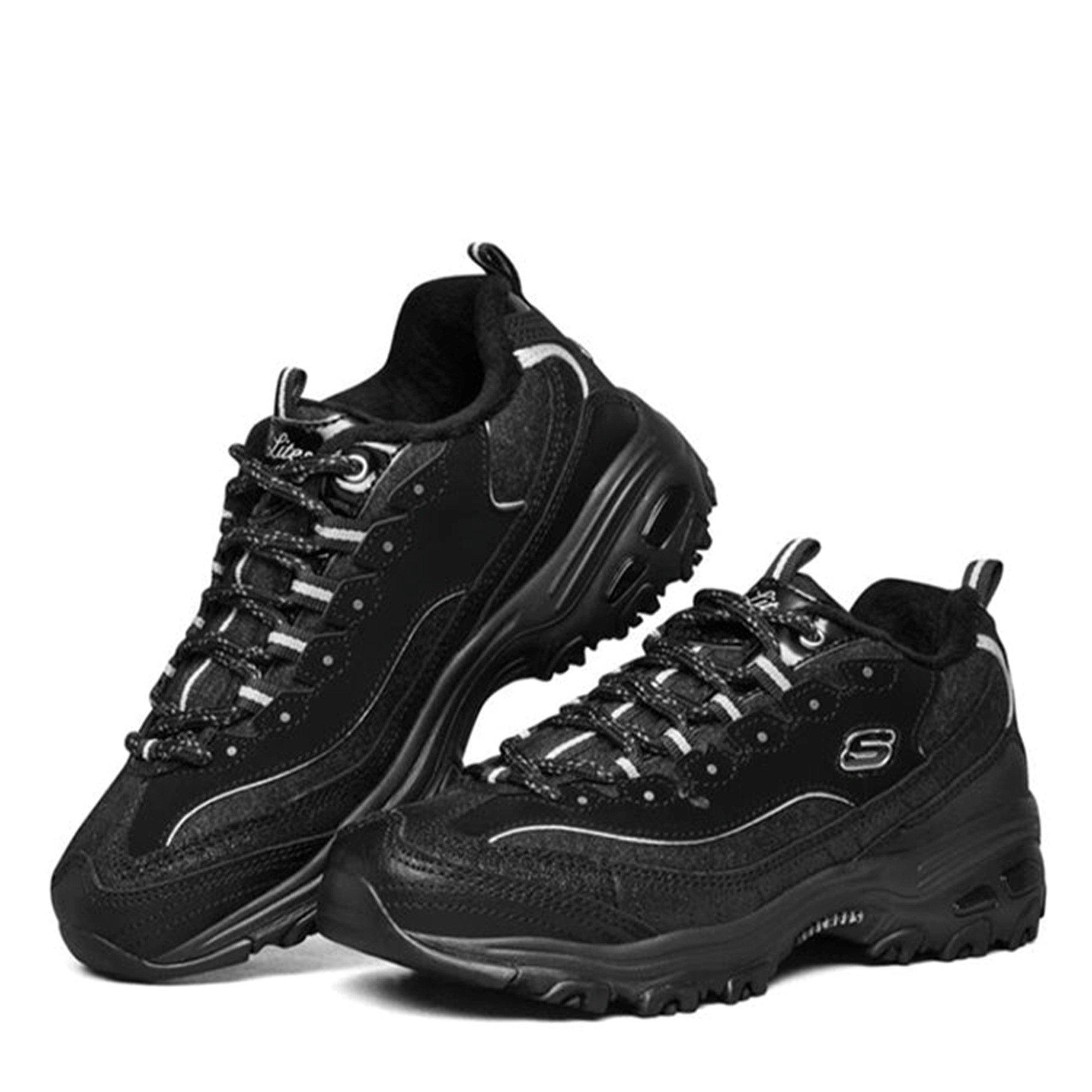 Black/Black - Skechers - Women's Classic Low-Top Trainers - 4