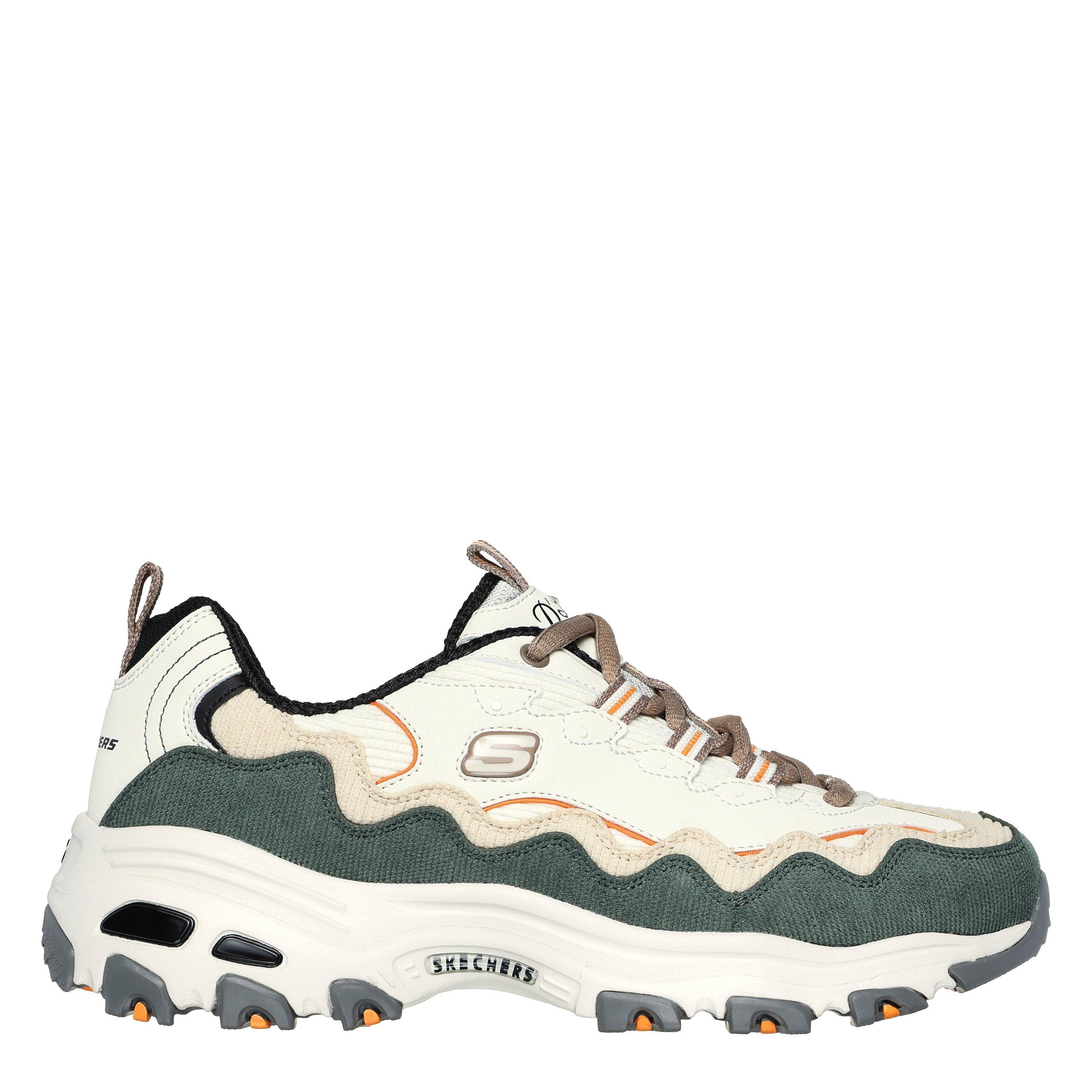 Skechers Women's D Lites Classic Low-Top Trainers - Off White/Green - 2.5 (35.5)