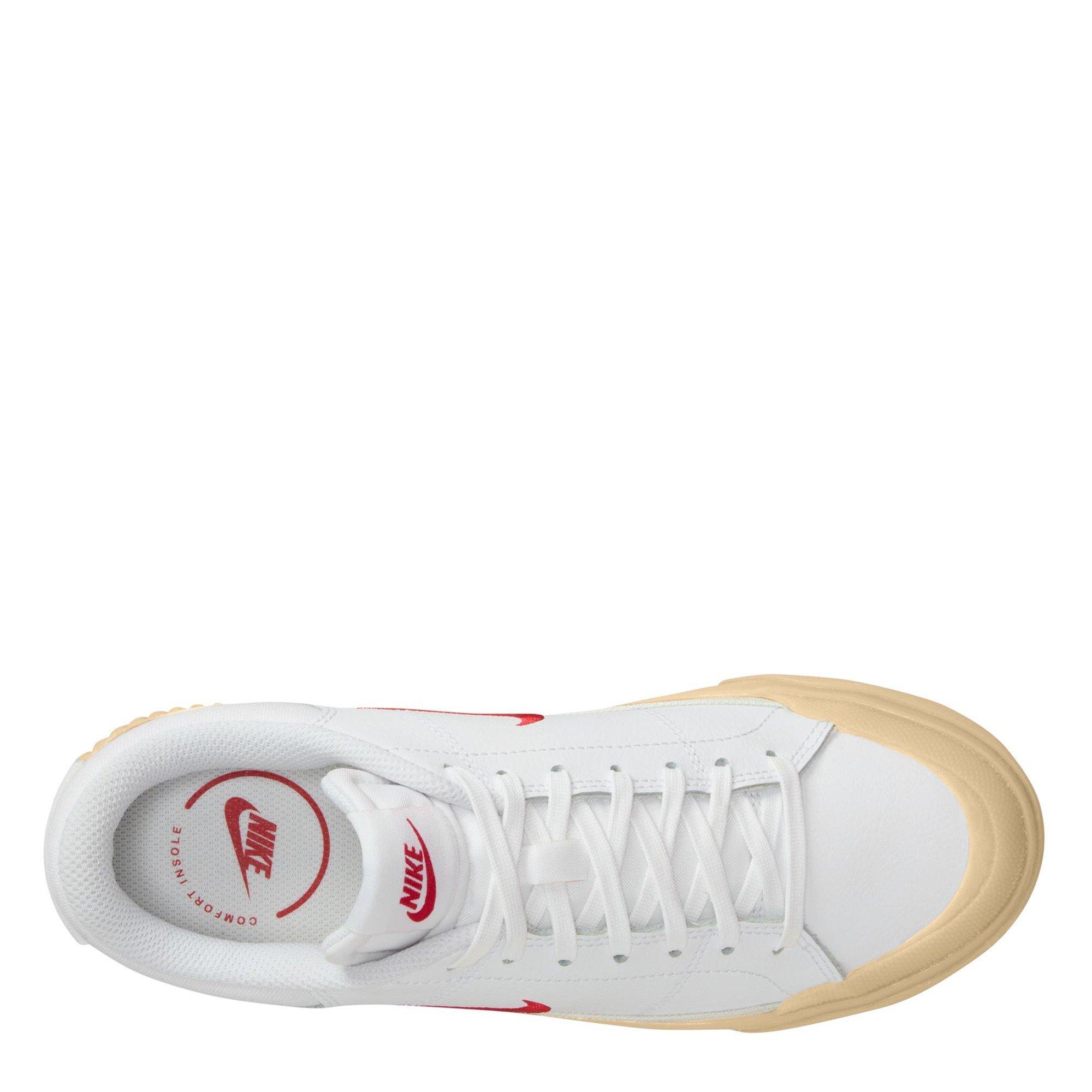 White/Red - Nike - Court Legacy Lift Womens Shoes - 9