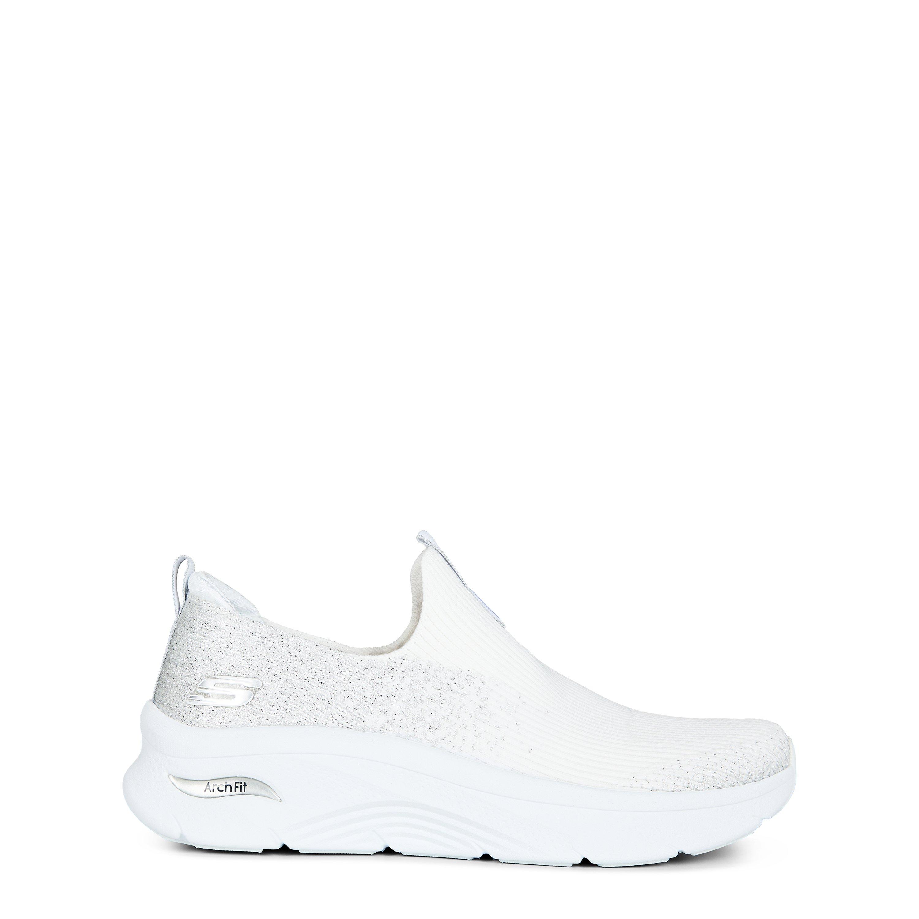 White/Silver - Skechers - Arch Fit D Lux Slip On Trainers Womens - 1