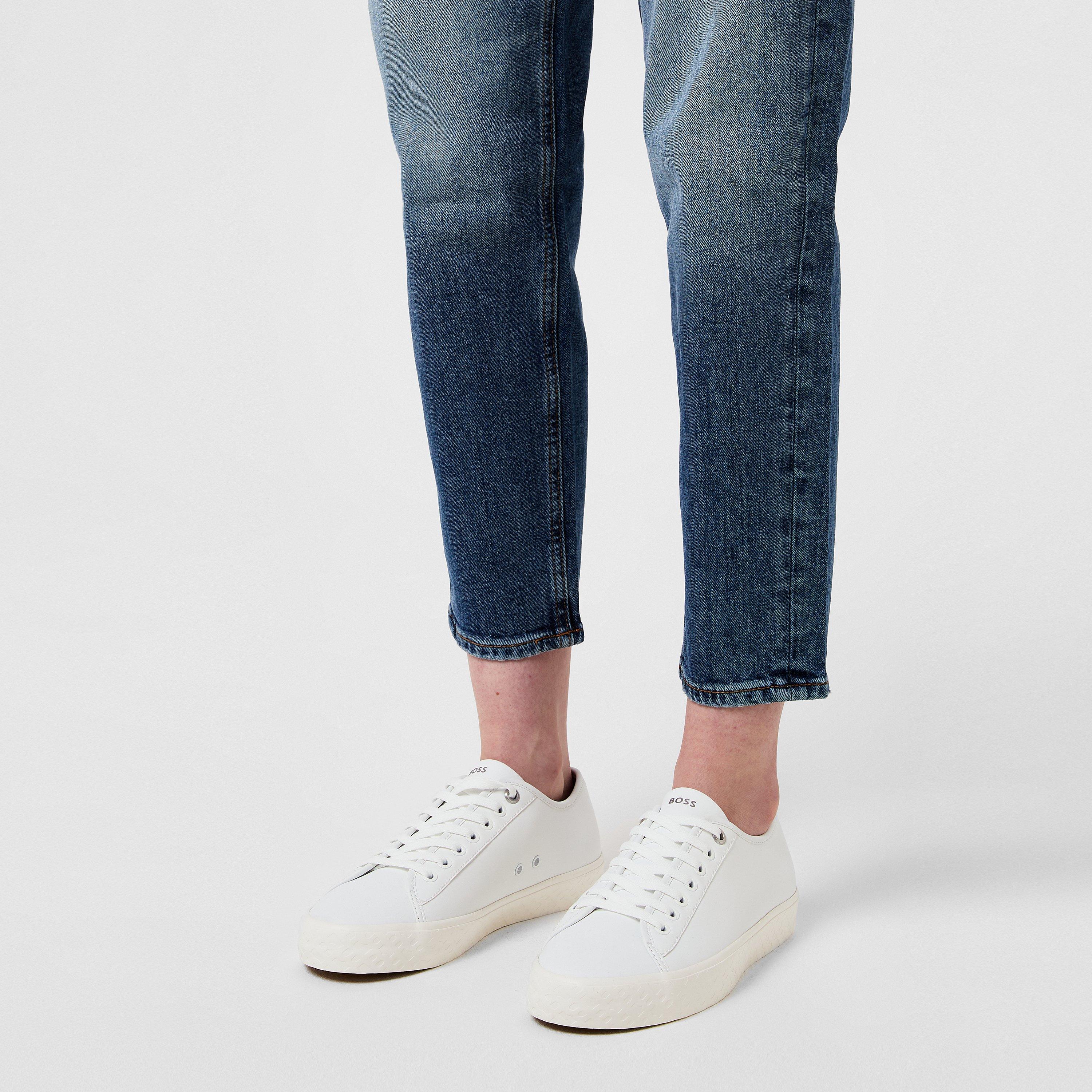 White - Boss - Women's Aiden Tennis Shoes, Iconic Logo - 2