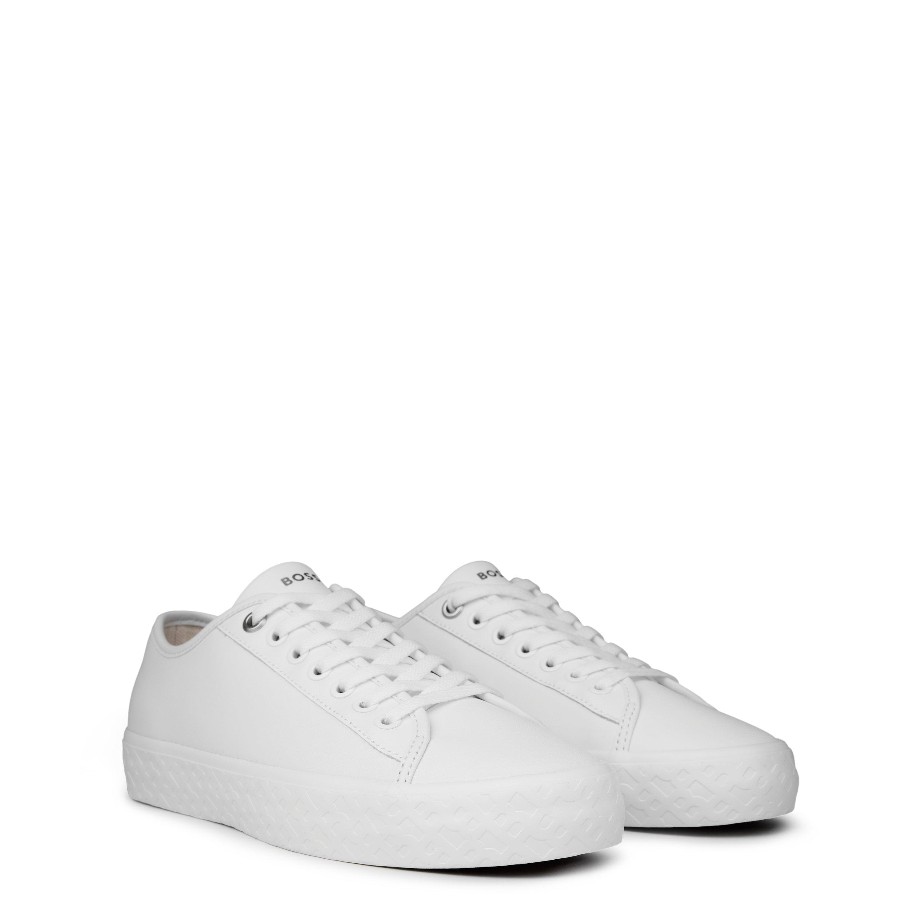 White - Boss - Women's Aiden Tennis Shoes, Iconic Logo - 4