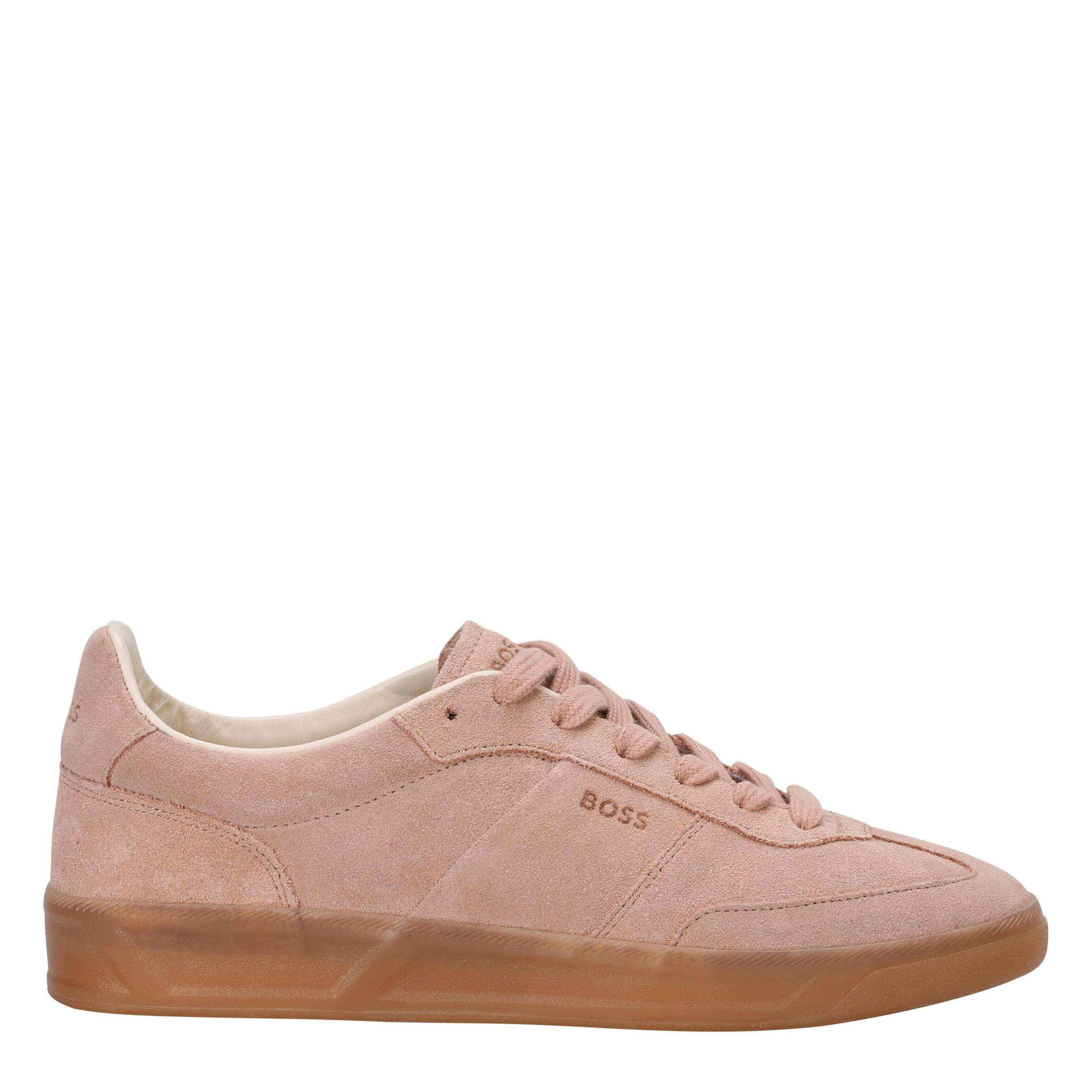 Pastel Pink - Boss - Women's Brenta Court Suede and Leather Trainers - 3
