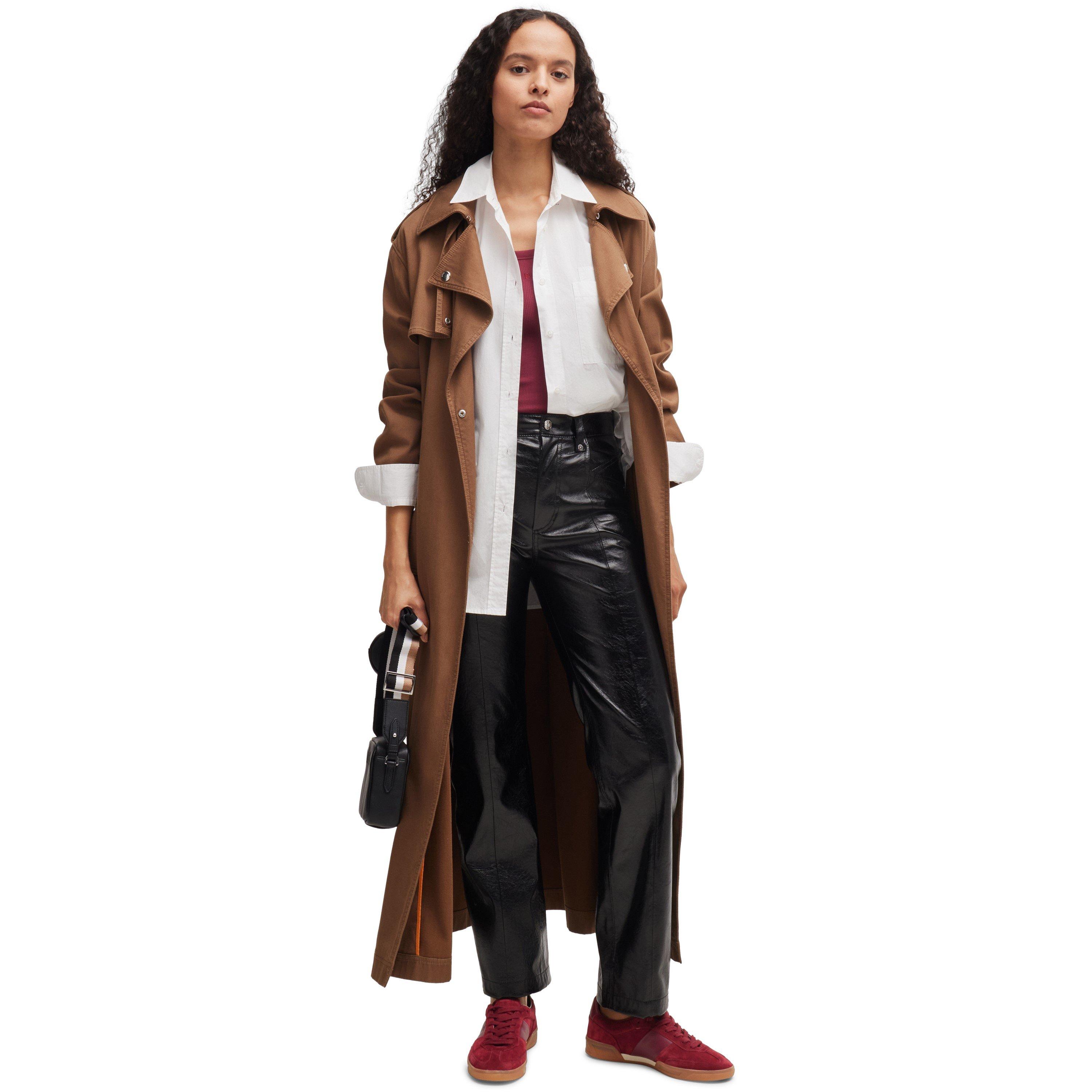 Dark Red - Boss - Women's Brenta Court Suede and Leather Trainers - 6