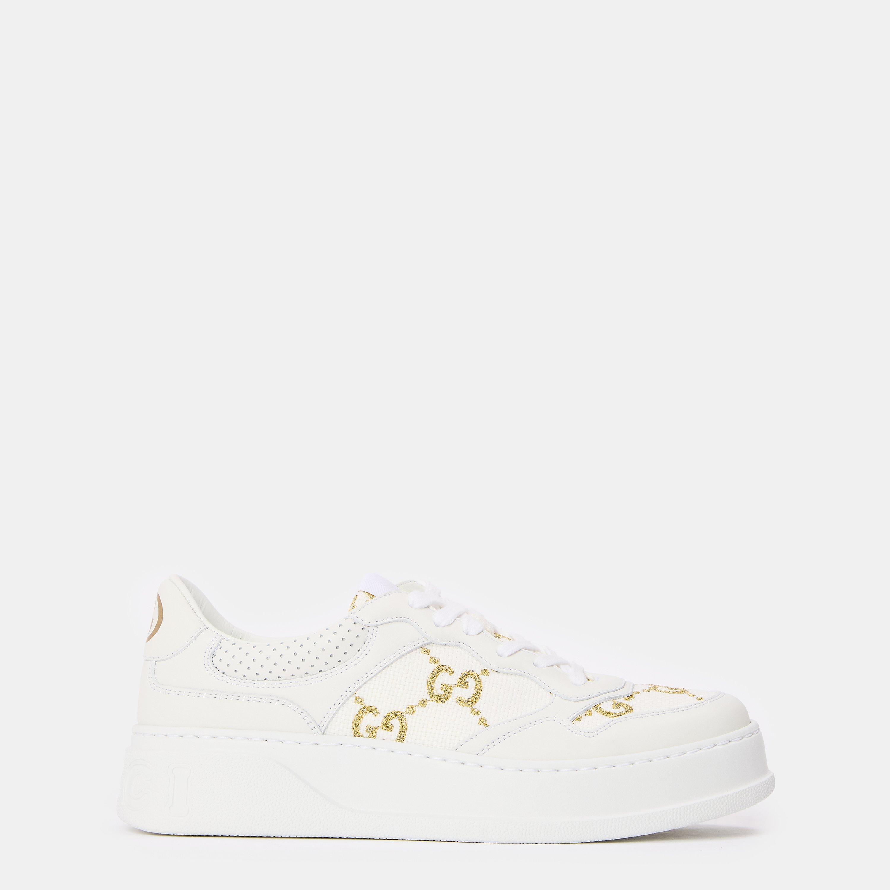 White - Gucci - Women's GG Leather Trainers - 1