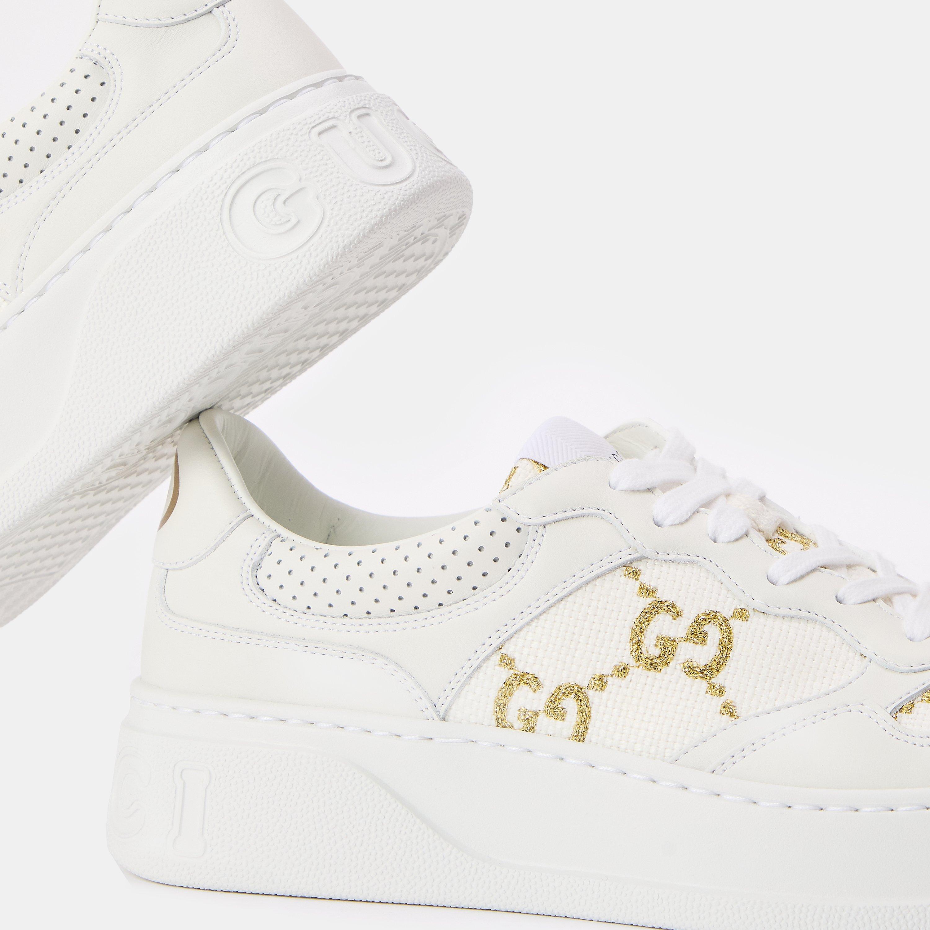 White - Gucci - Women's GG Leather Trainers - 5