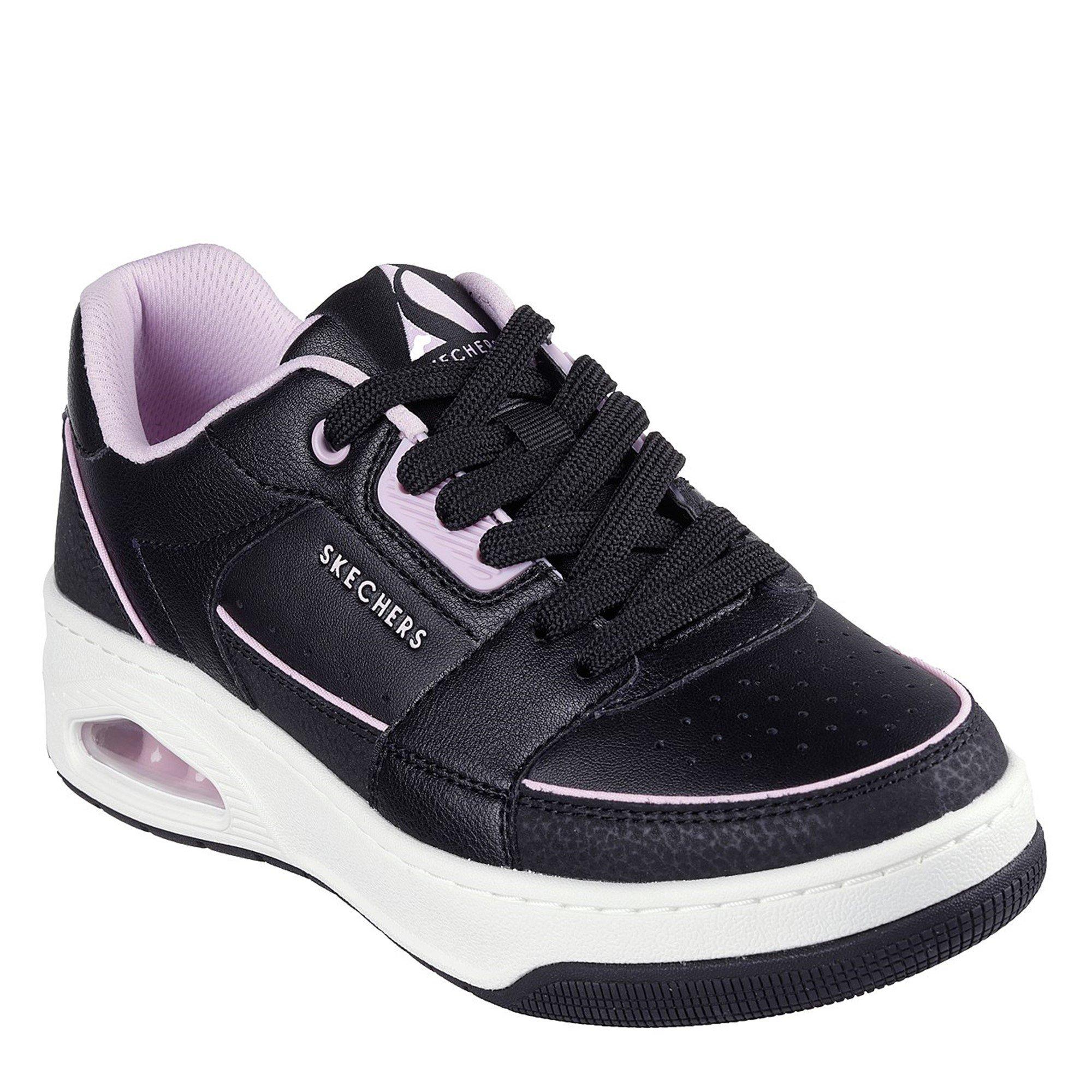 Pelle nera/tela rosa scuro - Skechers - Uno Court - 1