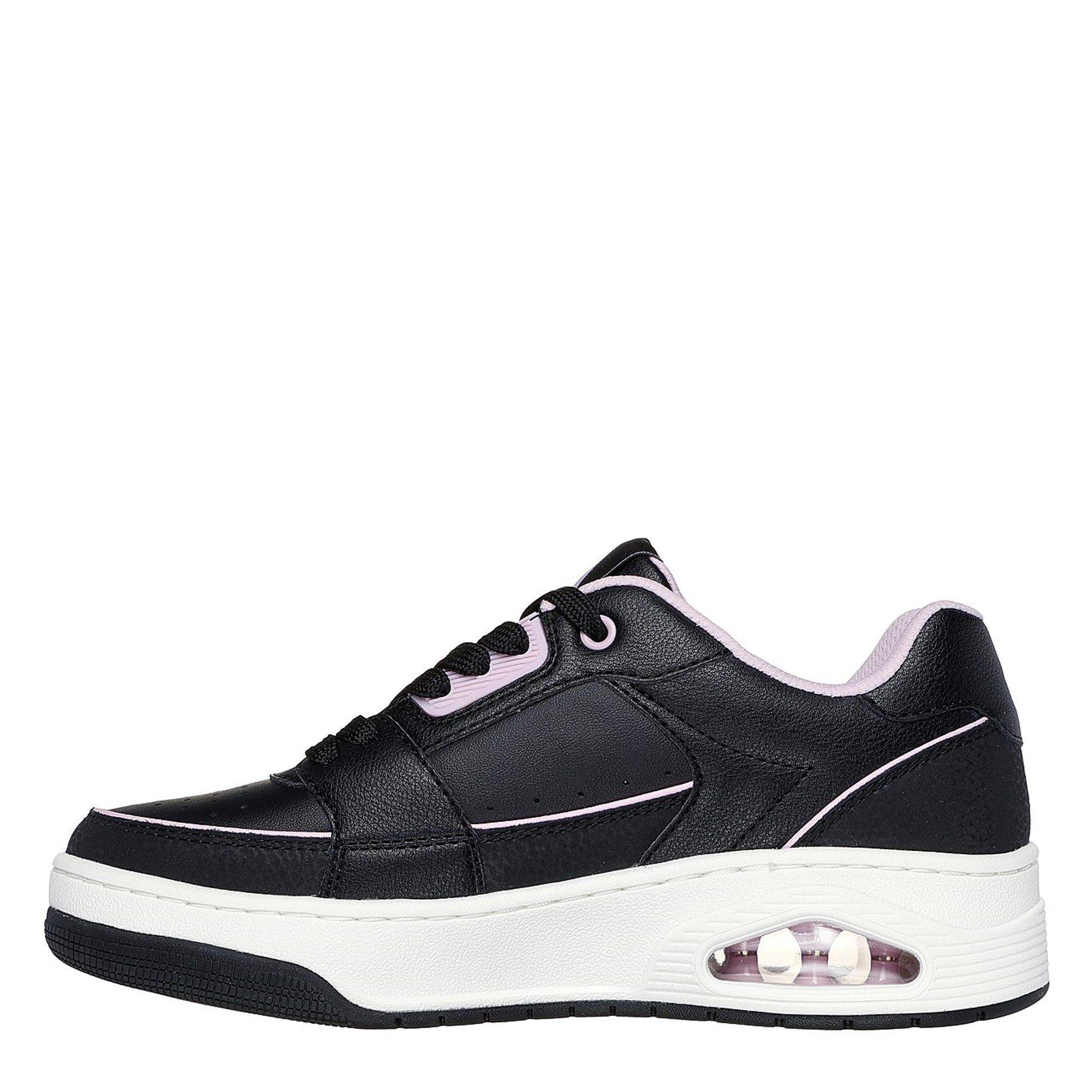 Pelle nera/tela rosa scuro - Skechers - Uno Court - 2