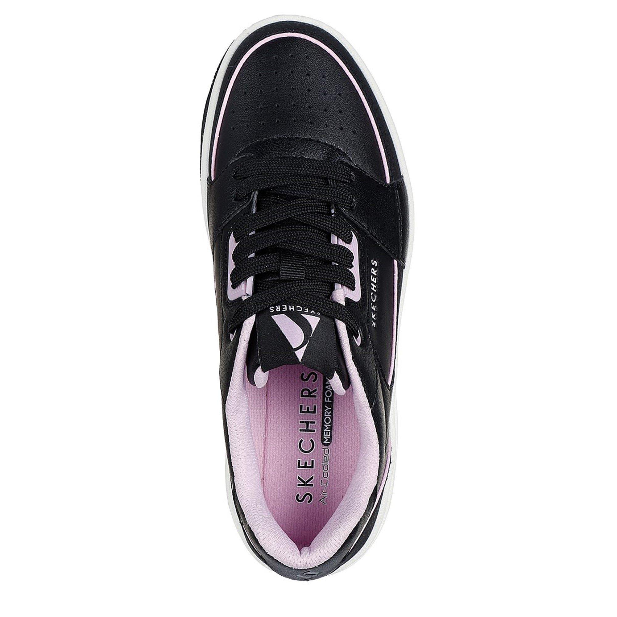 Pelle nera/tela rosa scuro - Skechers - Uno Court - 5