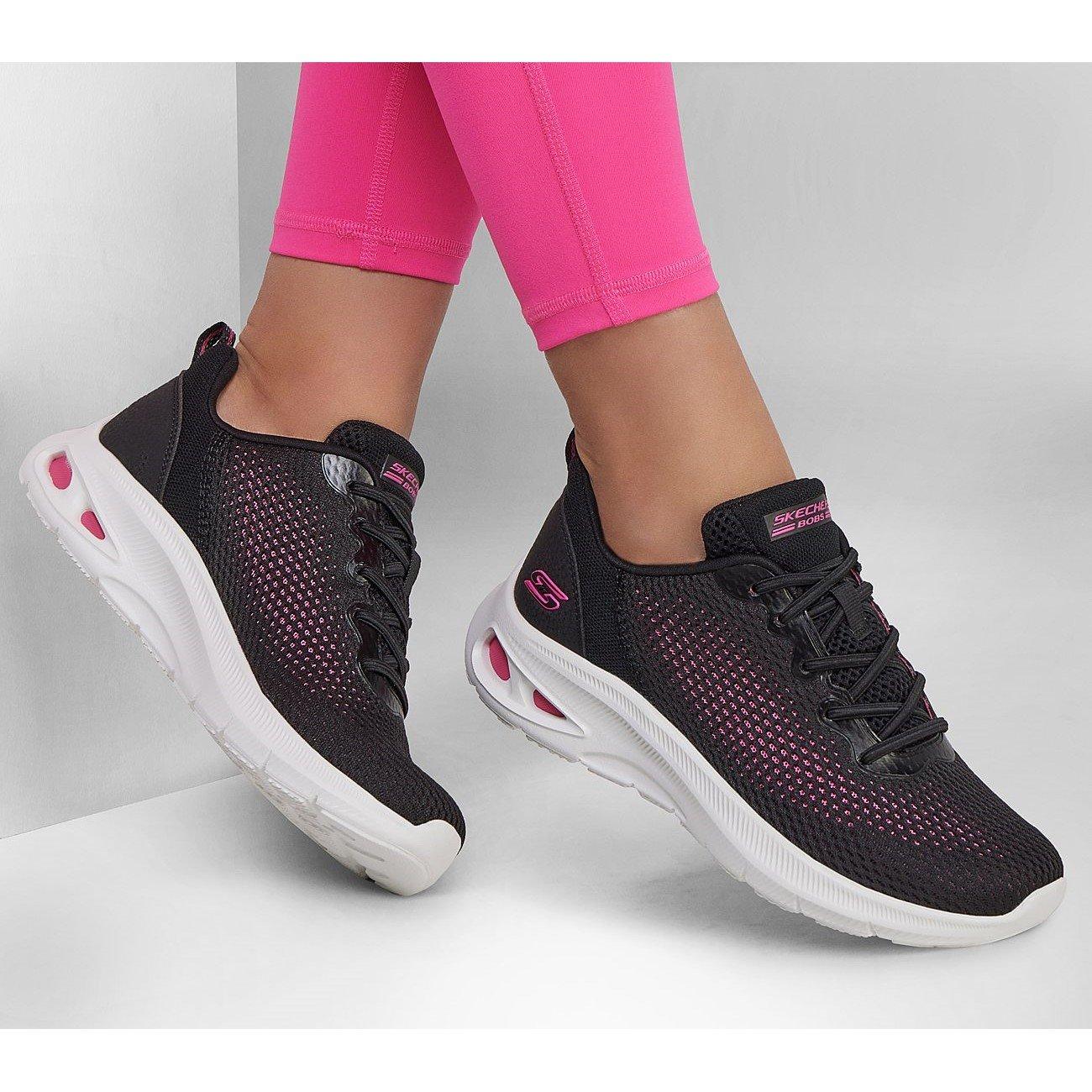 Black/Hot Pink - Skechers - Bobs Unity Womens Shoes - 6