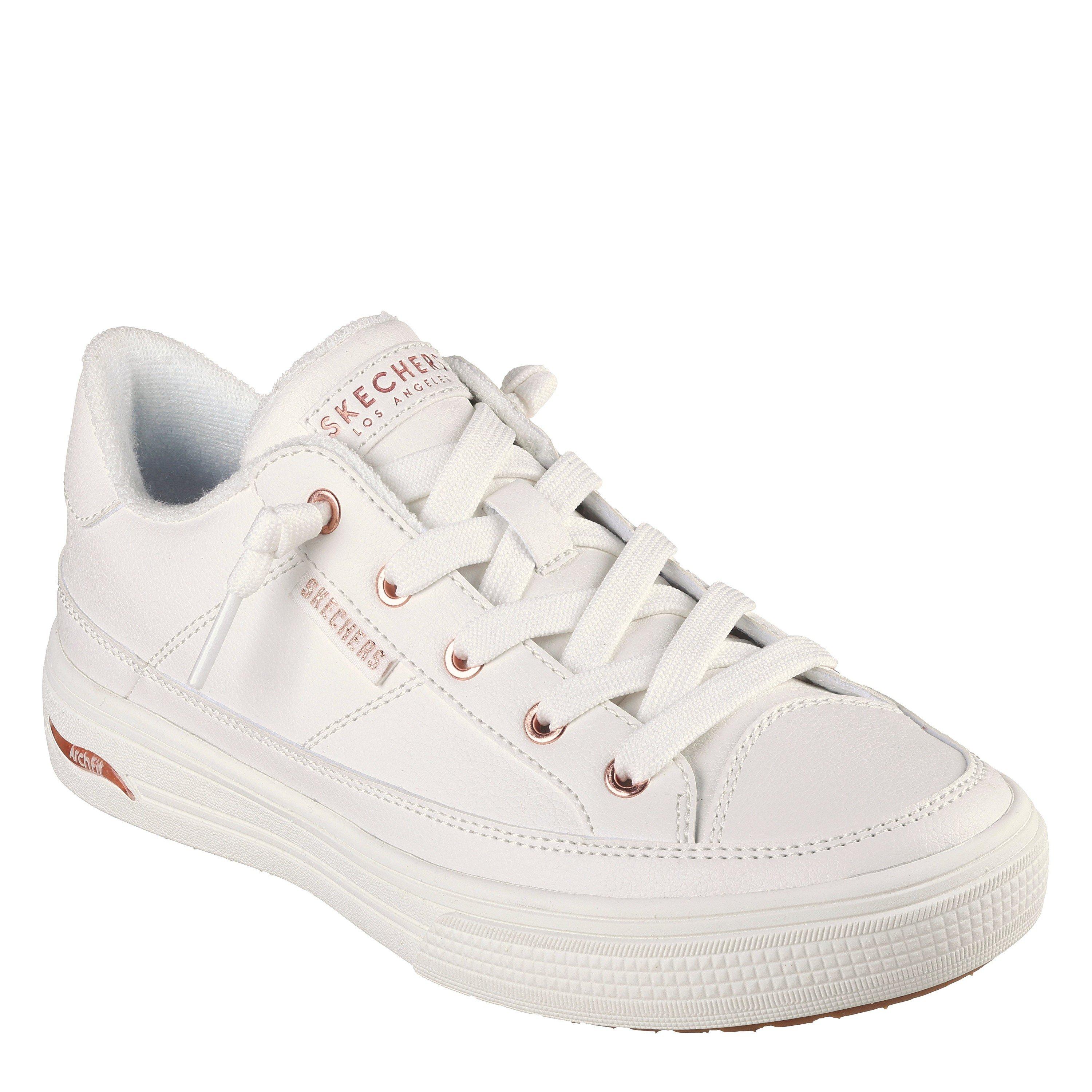 Wit/Rose Goud - Skechers - Womens Arch Fit Arcade Low-Top Trainers - 4