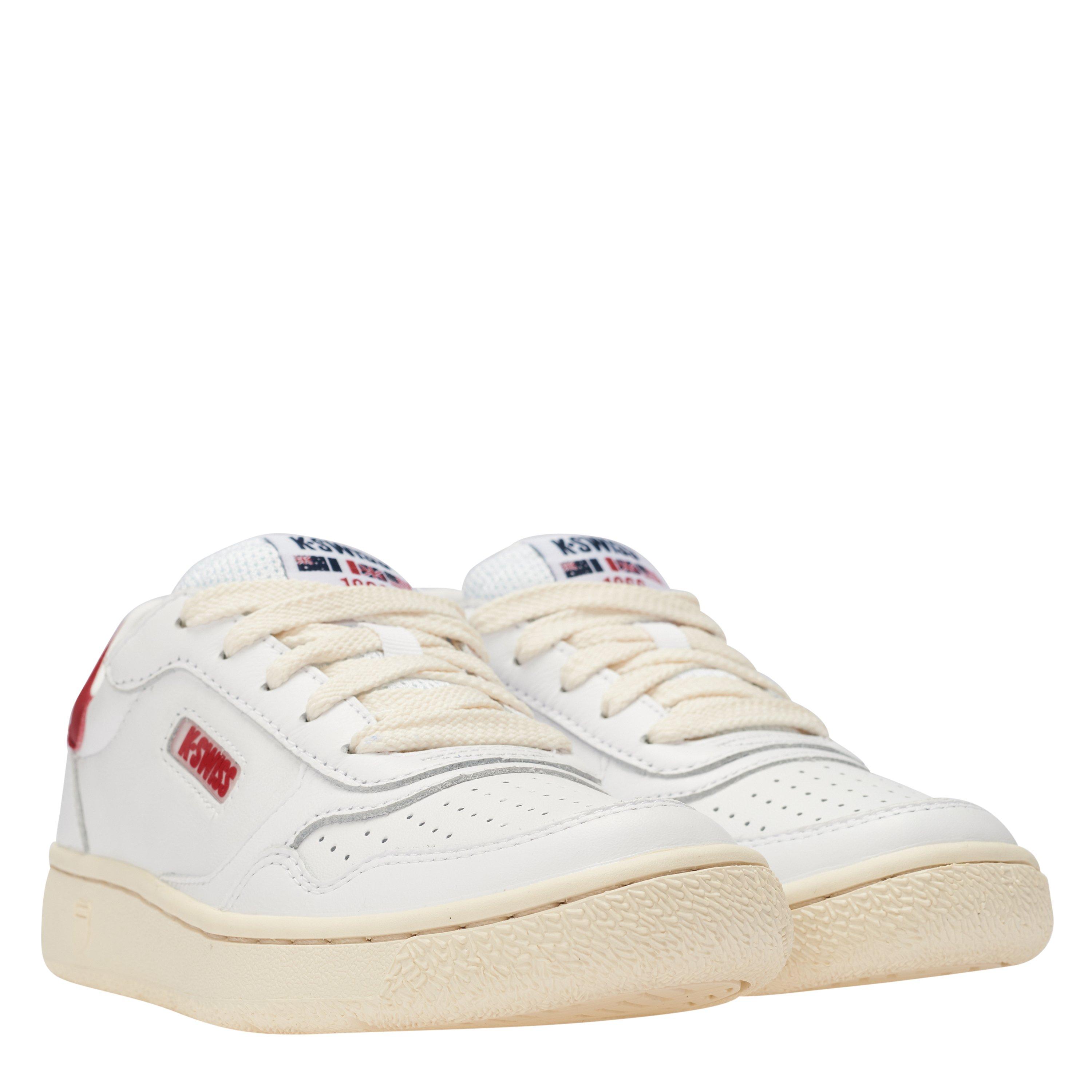 Hvid/Rød - K Swiss - Classic Slim Court Leather Trainers - 4