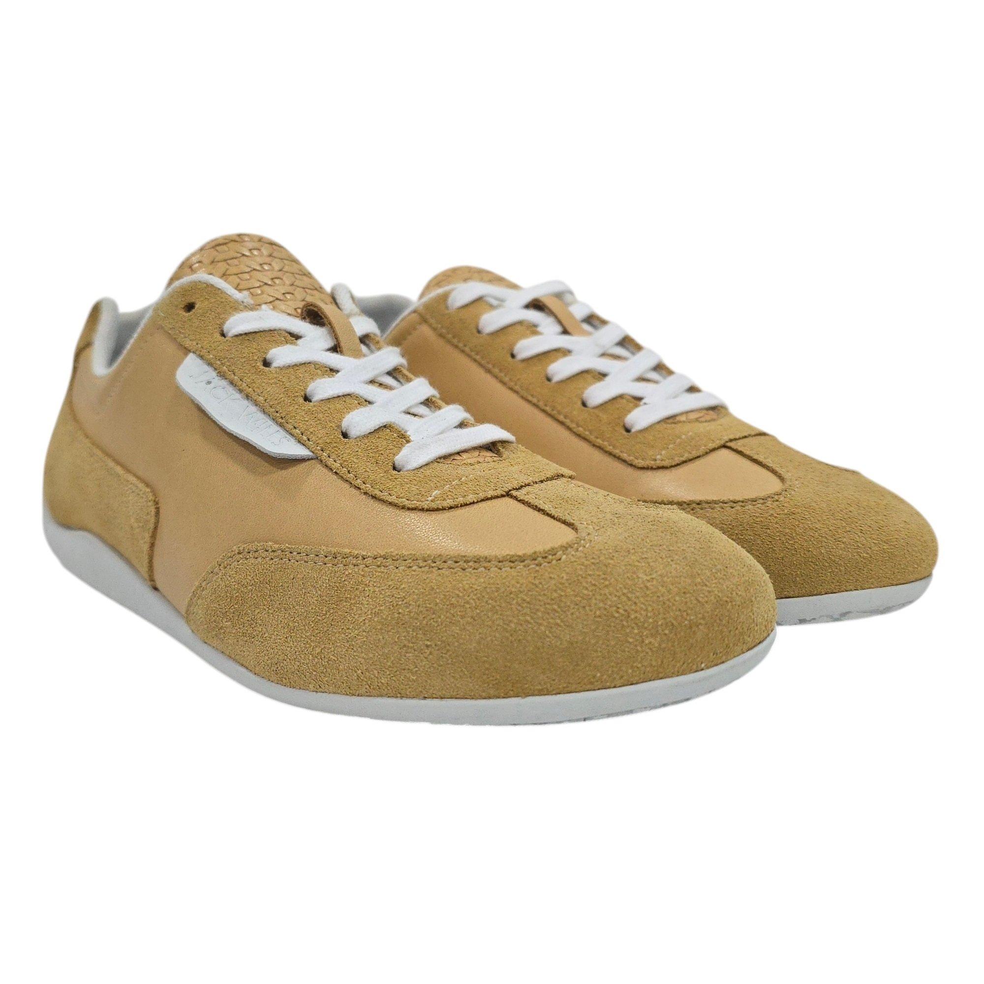 Sand/White - Jack Wills - Women's JW Yosemite Suede Lace Up Low-Top Trainers - 3