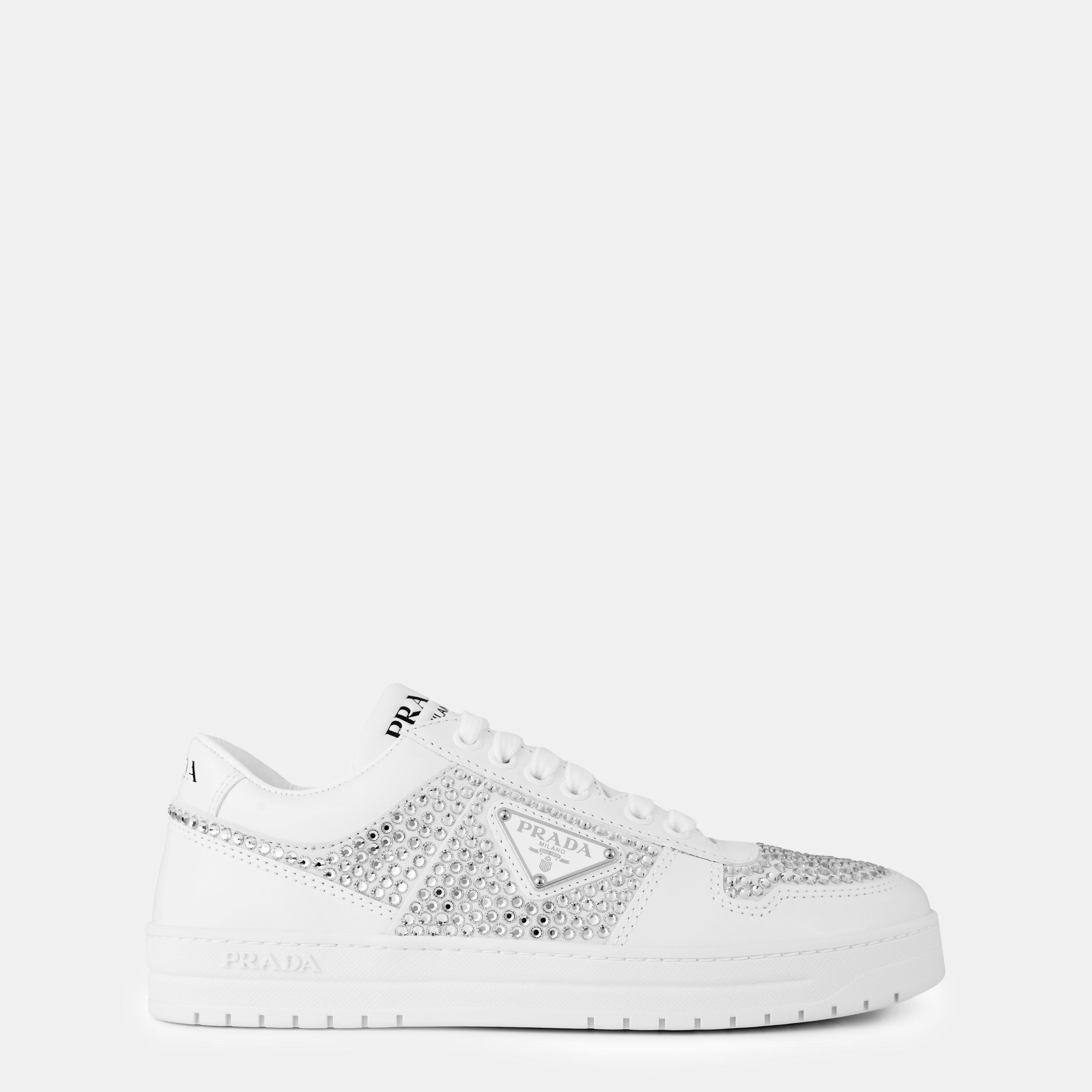 Prada Crystal Leather Sneakers