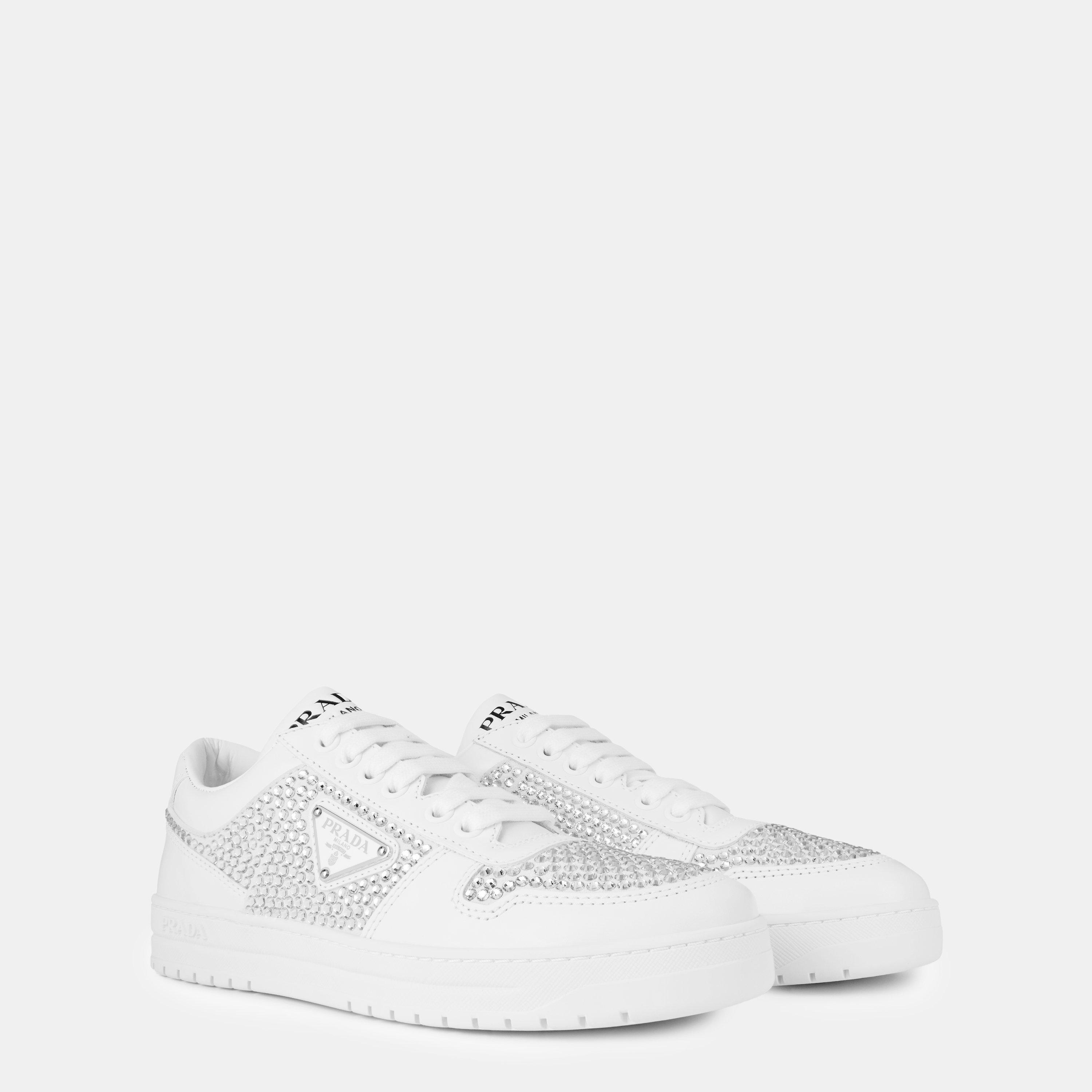 Bianco - Prada - Crystal Leather Sneakers - 4