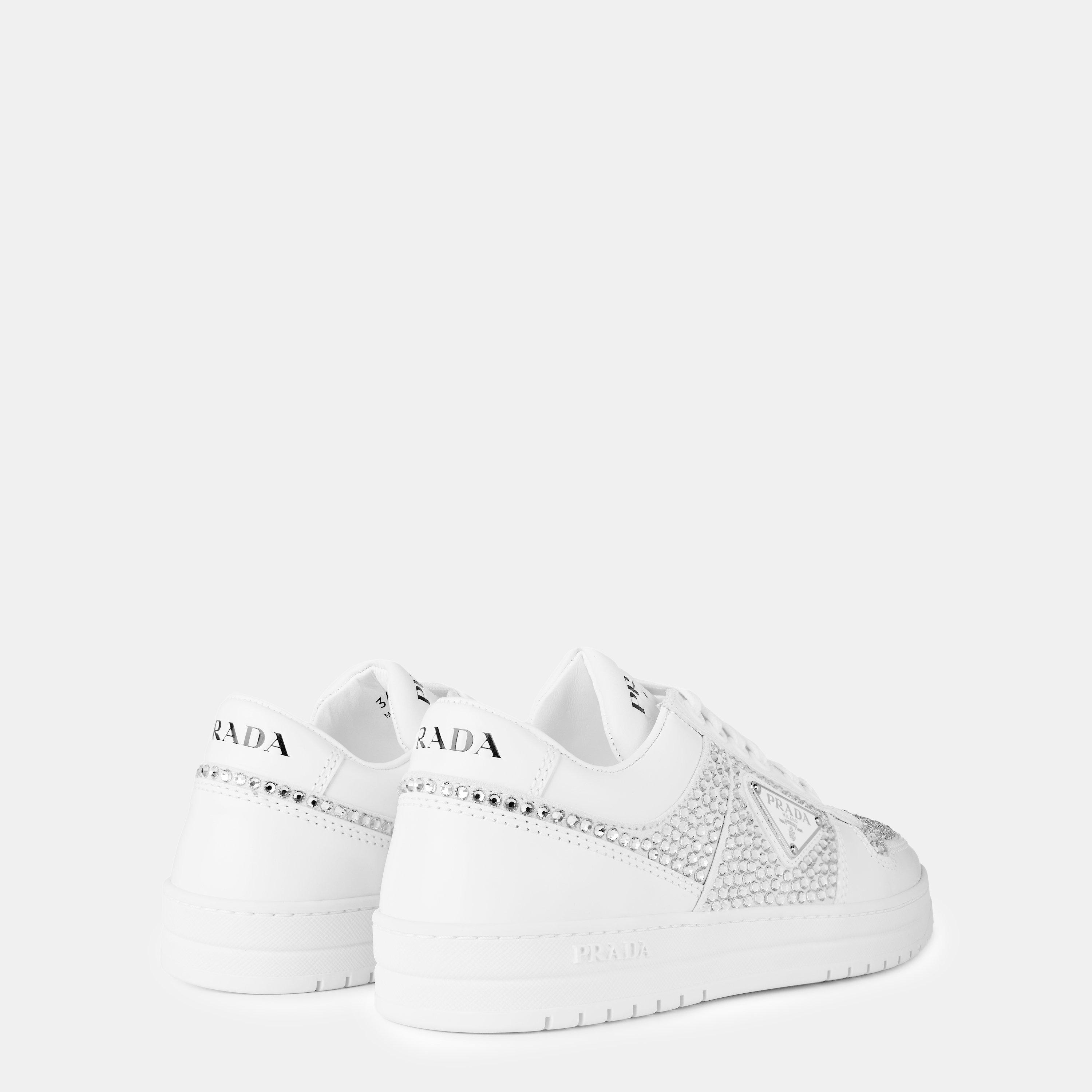 Bianco - Prada - Crystal Leather Sneakers - 5