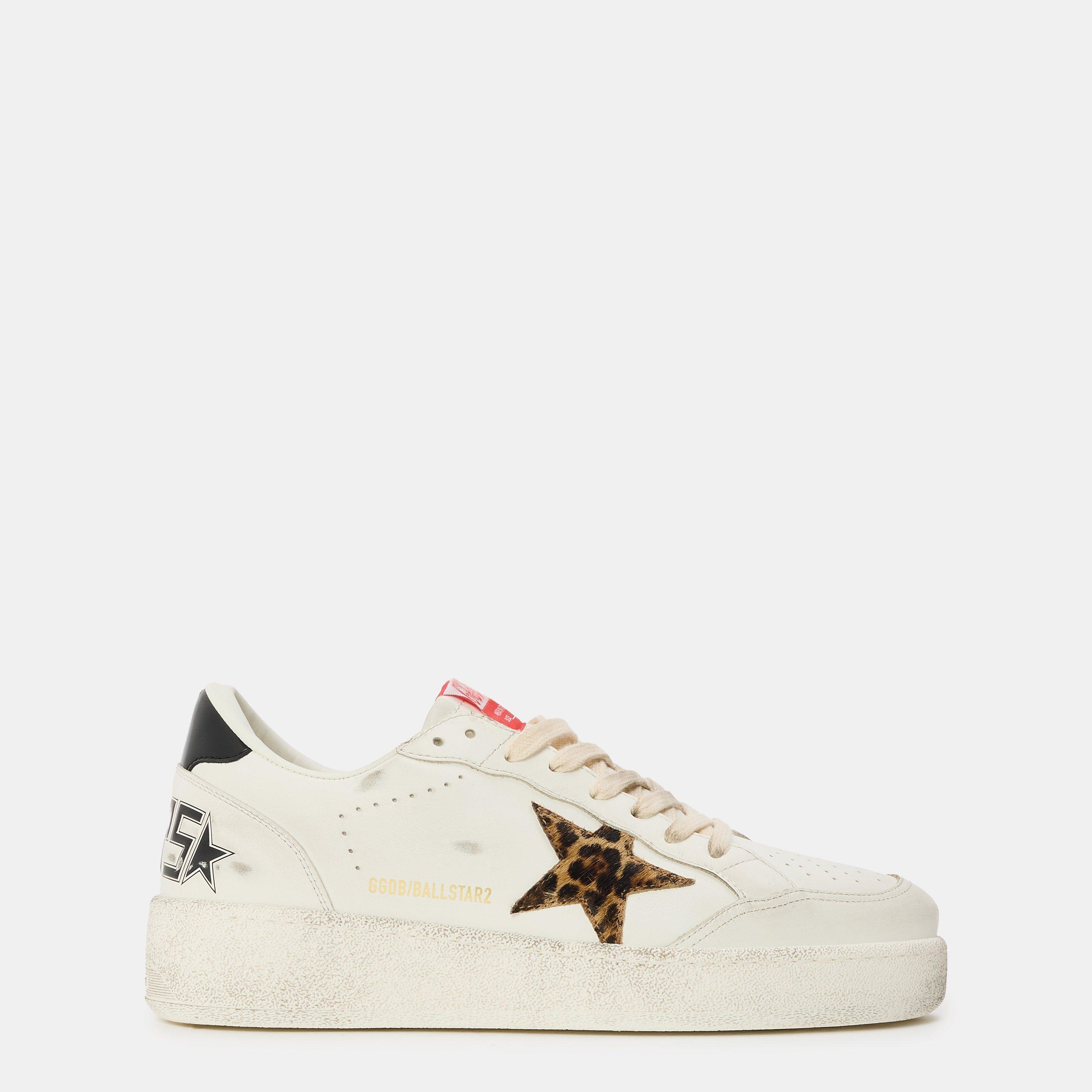 White/Leopard - Golden Goose - Ball Star Sneakers Womens - 1