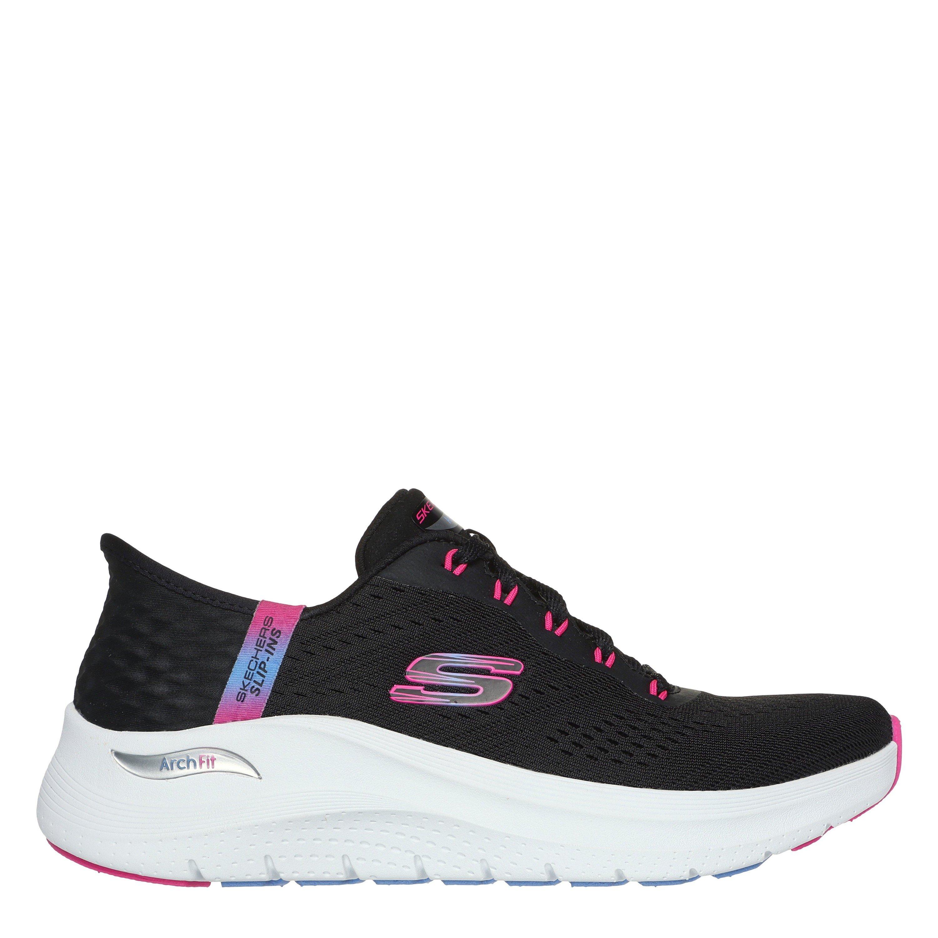Skechers Women's Arch Fit 2.0 Easy Chic Slip On Trainers - Black/Hot Pink - 2 (35)