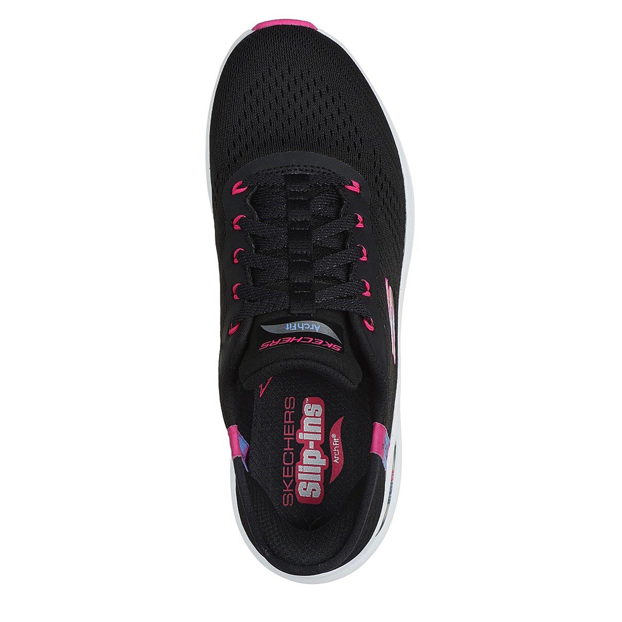 Preto/Rosa Choque - Skechers - Arch Fit 2.0 Easy Chic Slip On Trainers - 5
