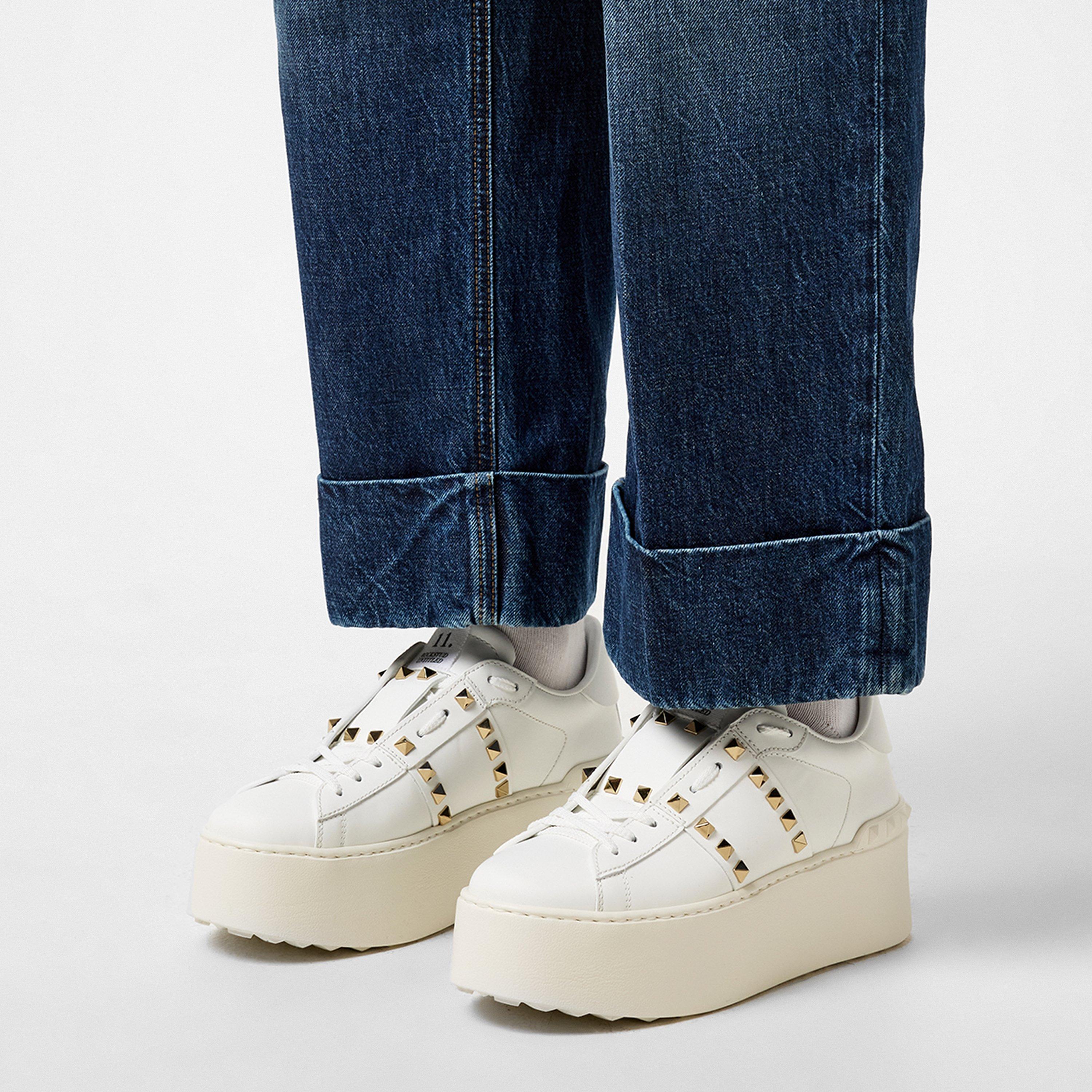 Bianco - Valentino Garavani - Flatform Rockstud Untitled Trainers - 3