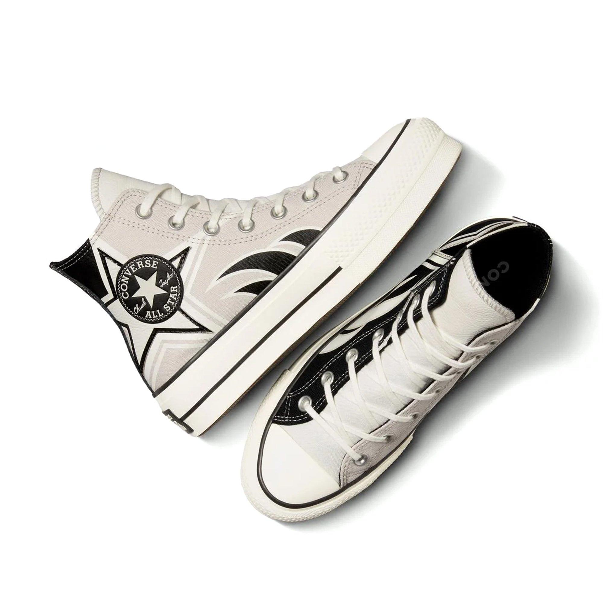 Putty/Blk/Egret - Converse - Converse Chuck Taylor All Star Lift Moto Womens High Top Platform Shoes - 5
