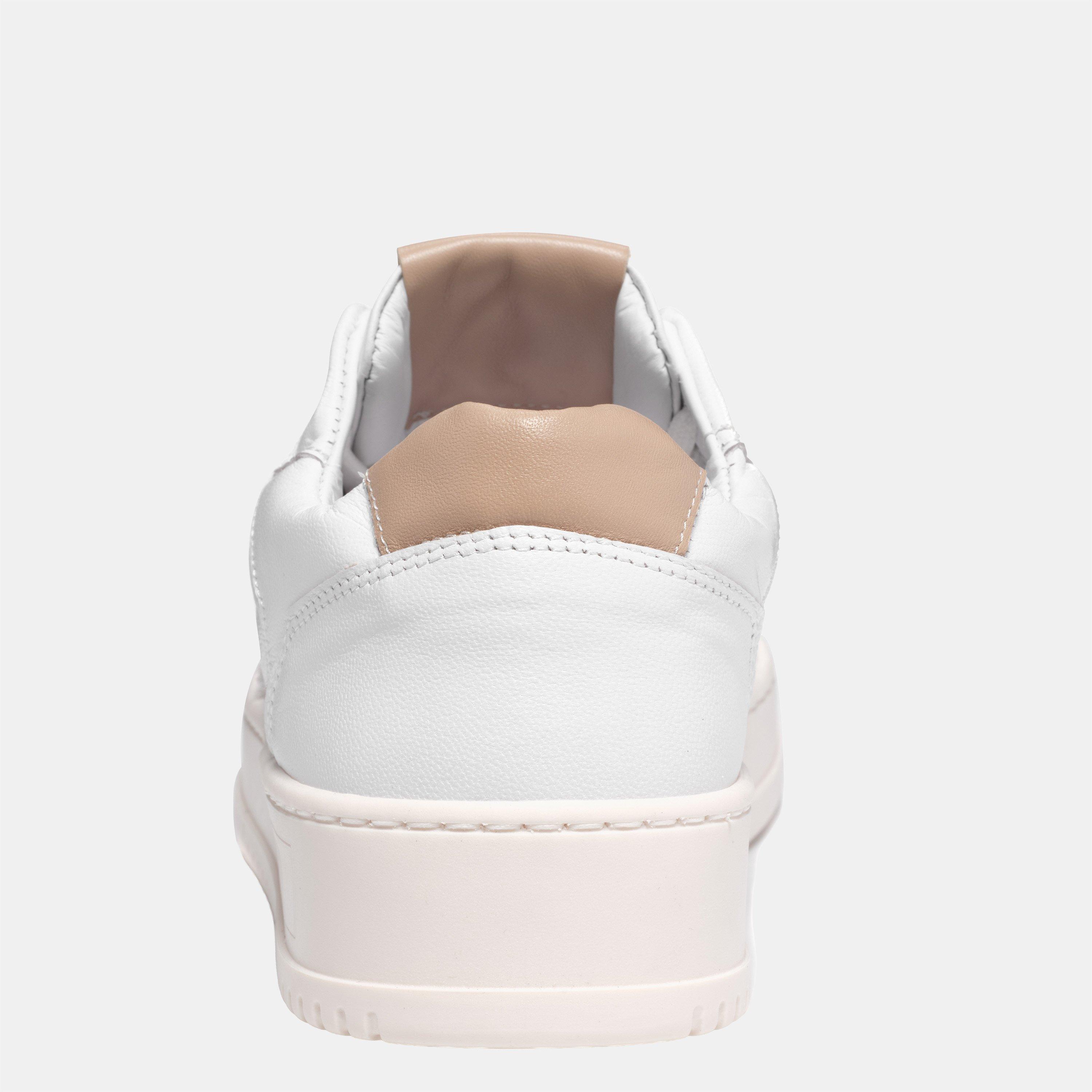White/Nude - Valentino - Women's Saturno Leather Low-Top Trainers - 3