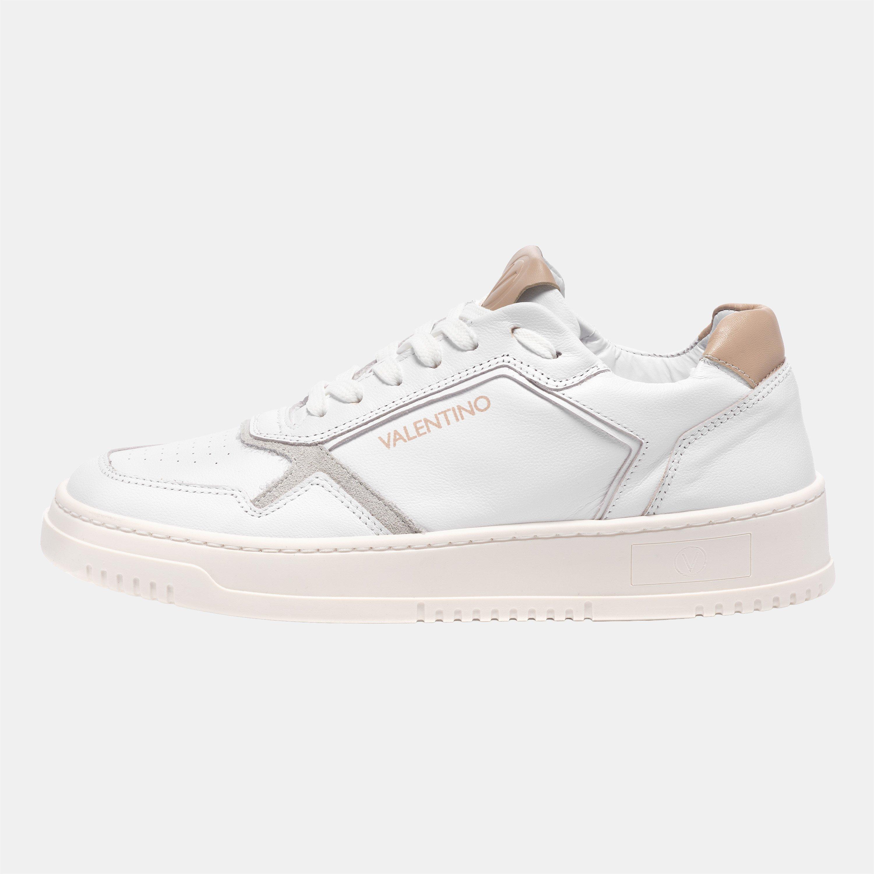 White/Nude - Valentino - Women's Saturno Leather Low-Top Trainers - 7