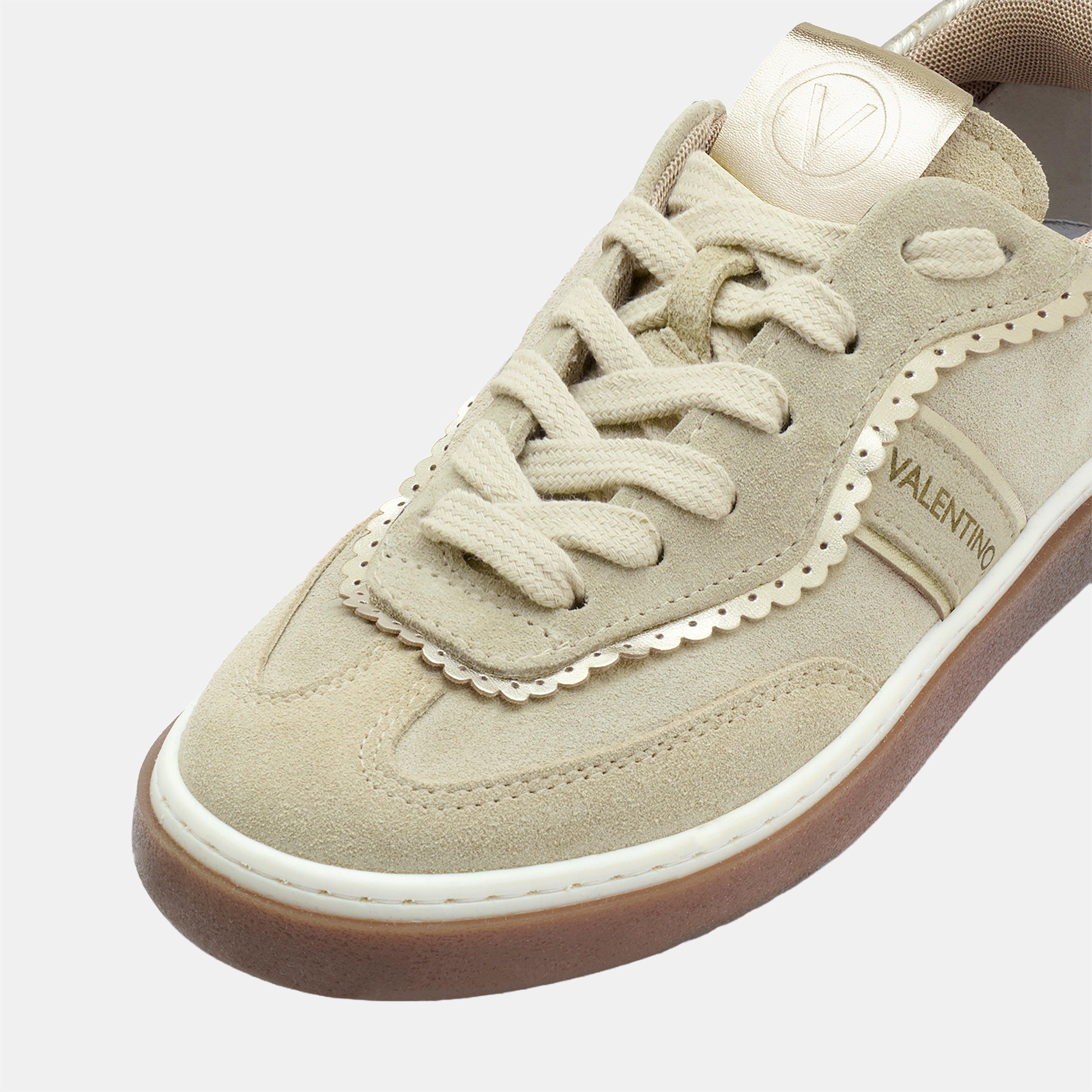 Beige/Gold - Valentino - Women's Glossy Sneaker Suede Low-Top Trainers - 5