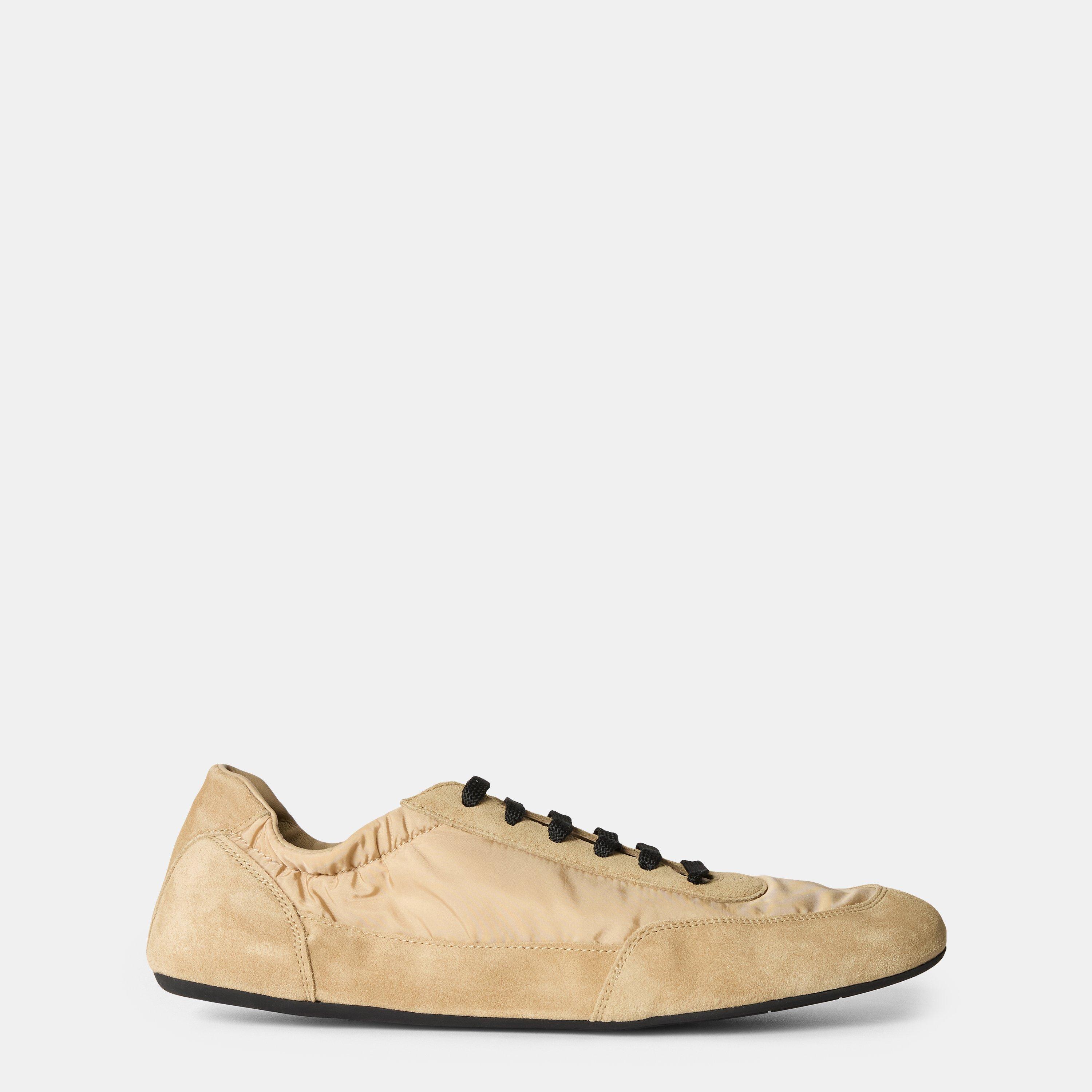 Prada Collapse Re-Nylon And Suede Trainers - Camel Brown - Size 4 (37)