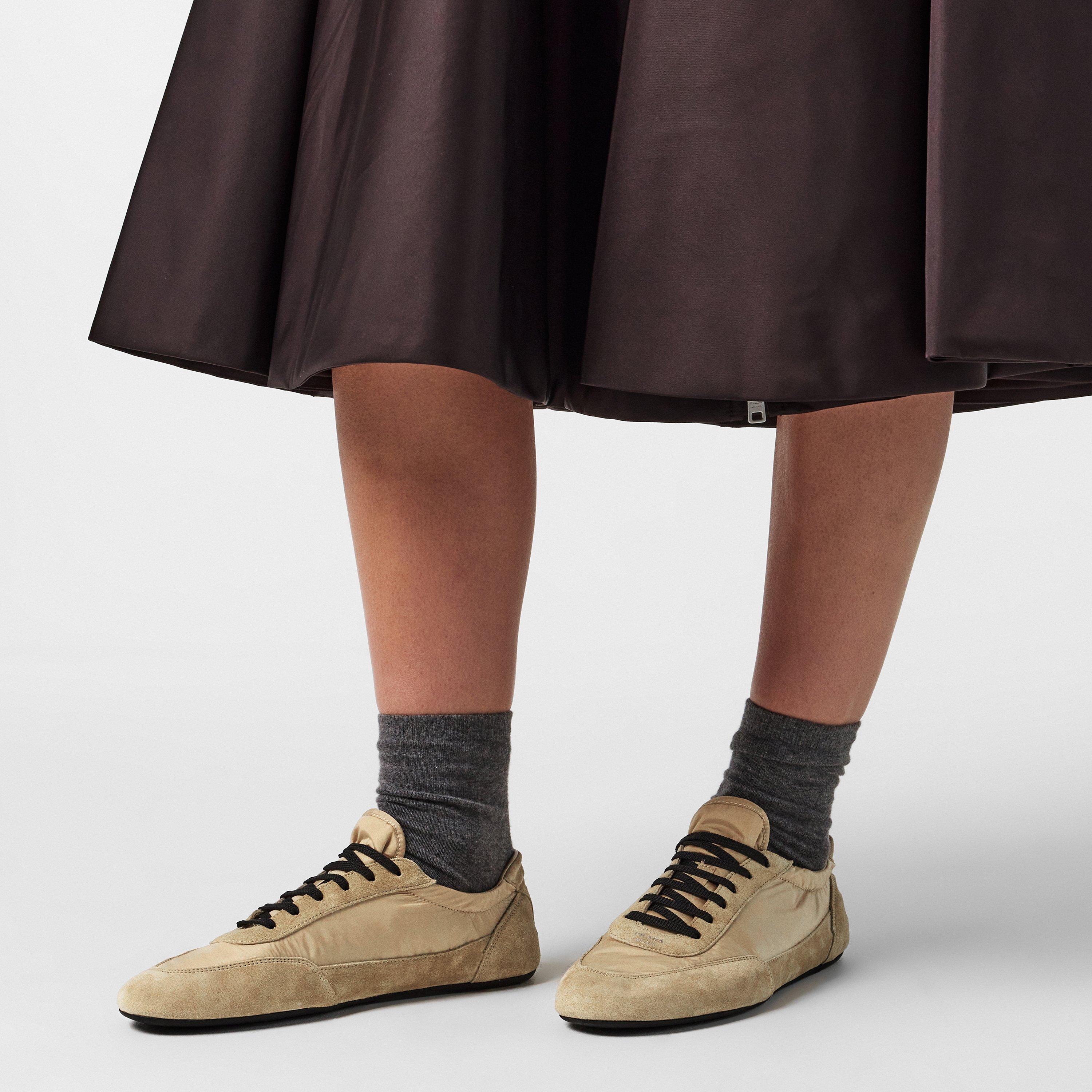 Camel Brown - Prada - Collapse Re-Nylon And Suede Trainers - 3