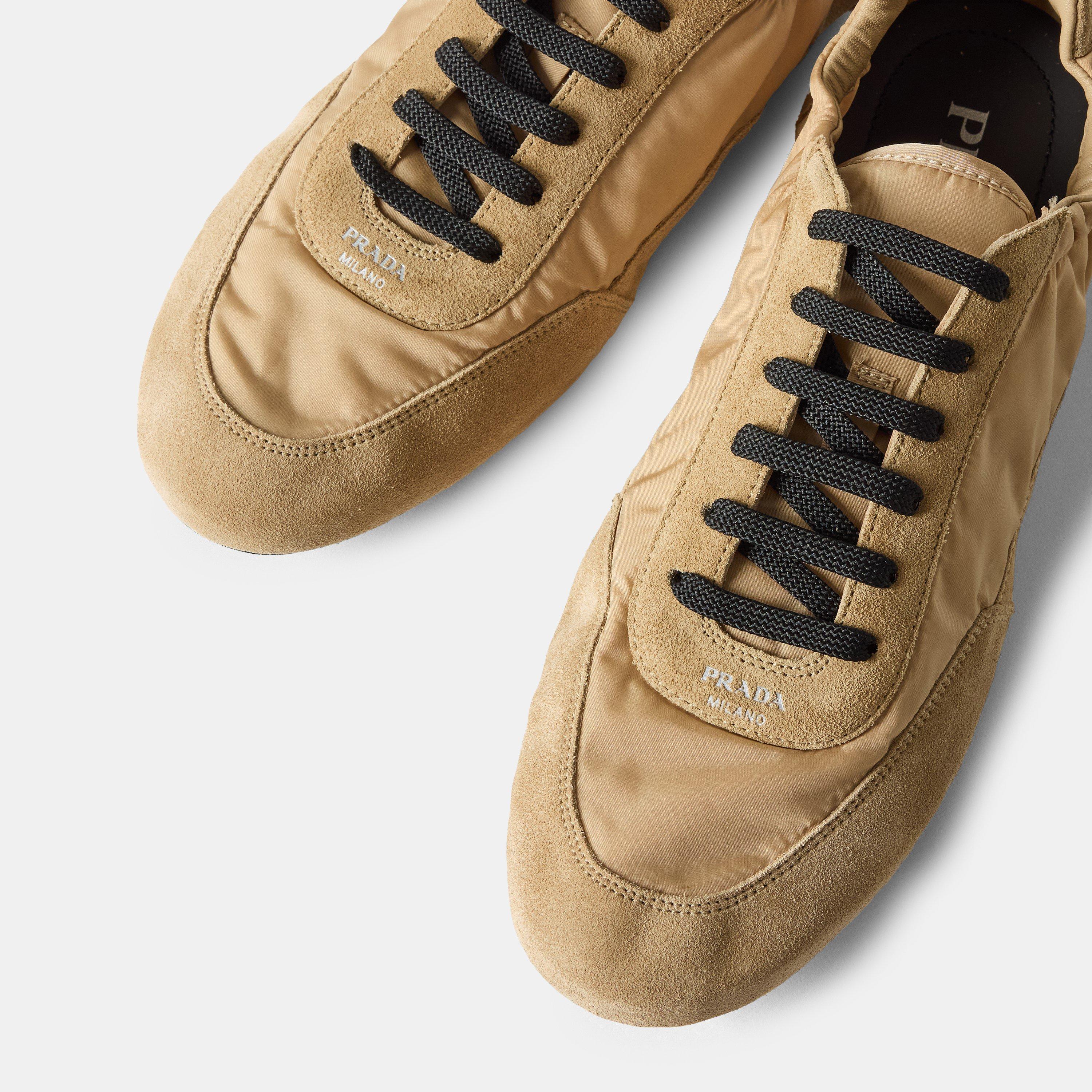 Camel Brown - Prada - Collapse Re-Nylon And Suede Trainers - 4