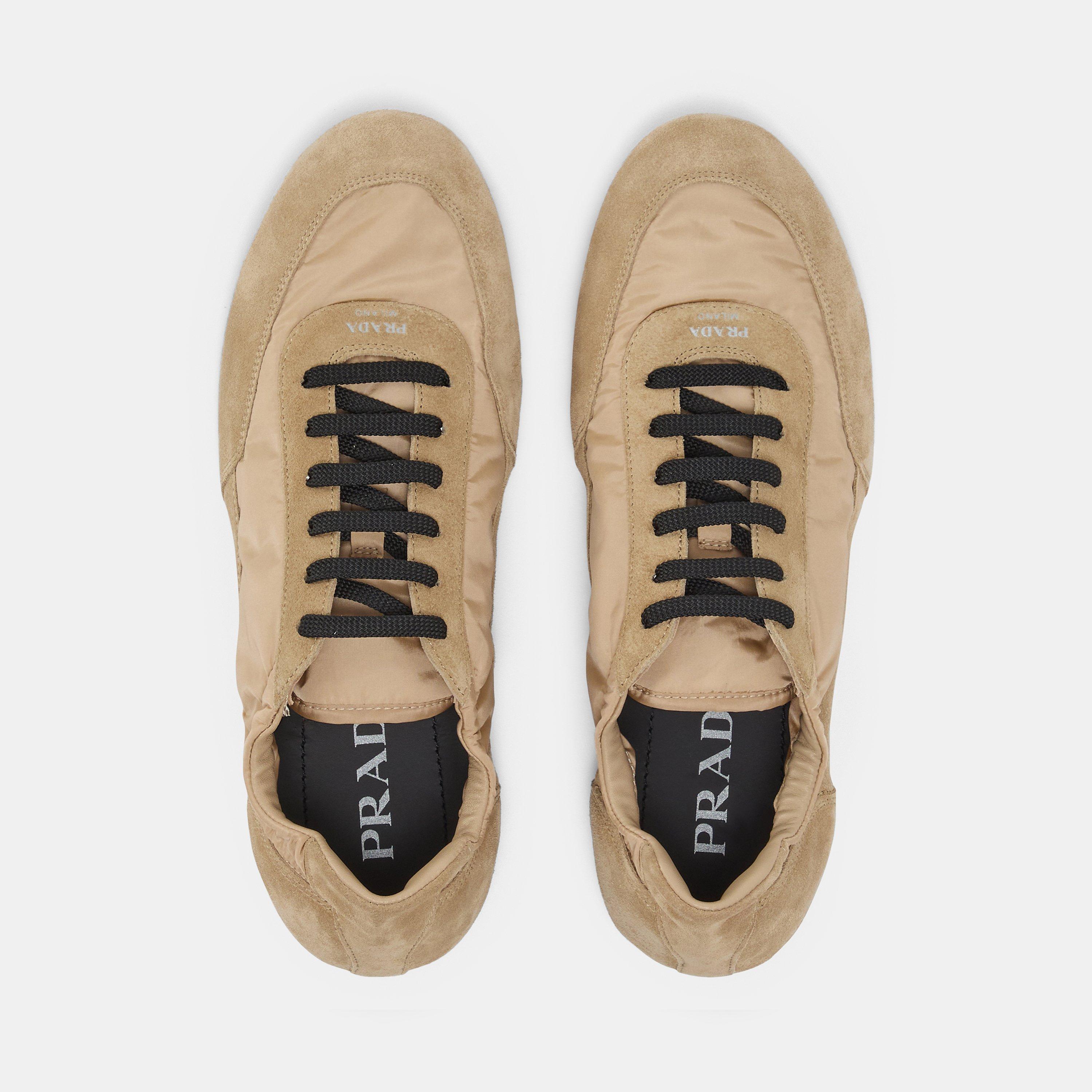 Camel Brown - Prada - Collapse Re-Nylon And Suede Trainers - 5