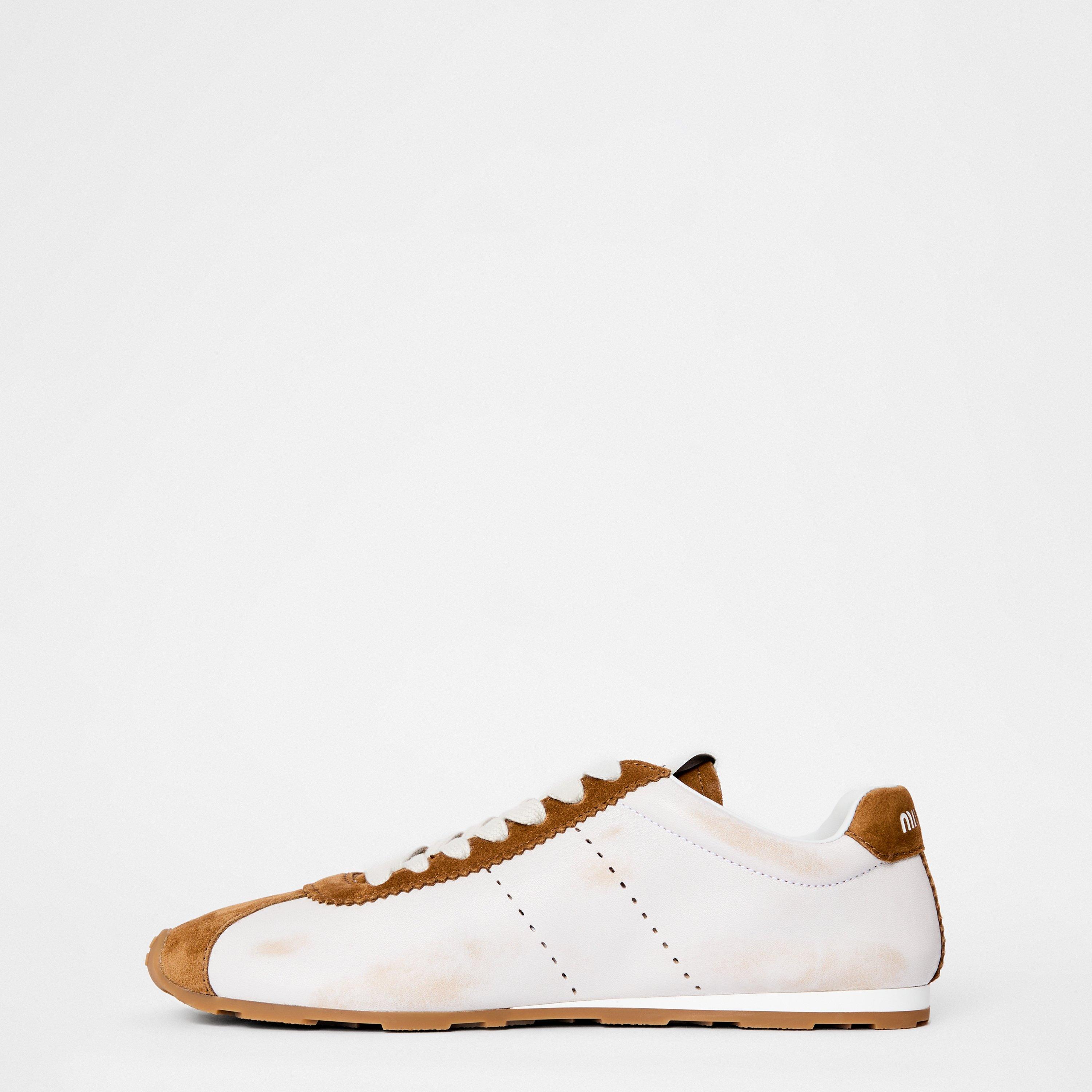 Bianco Cannella - Miu Miu - Plume Suede Sneakers - 2