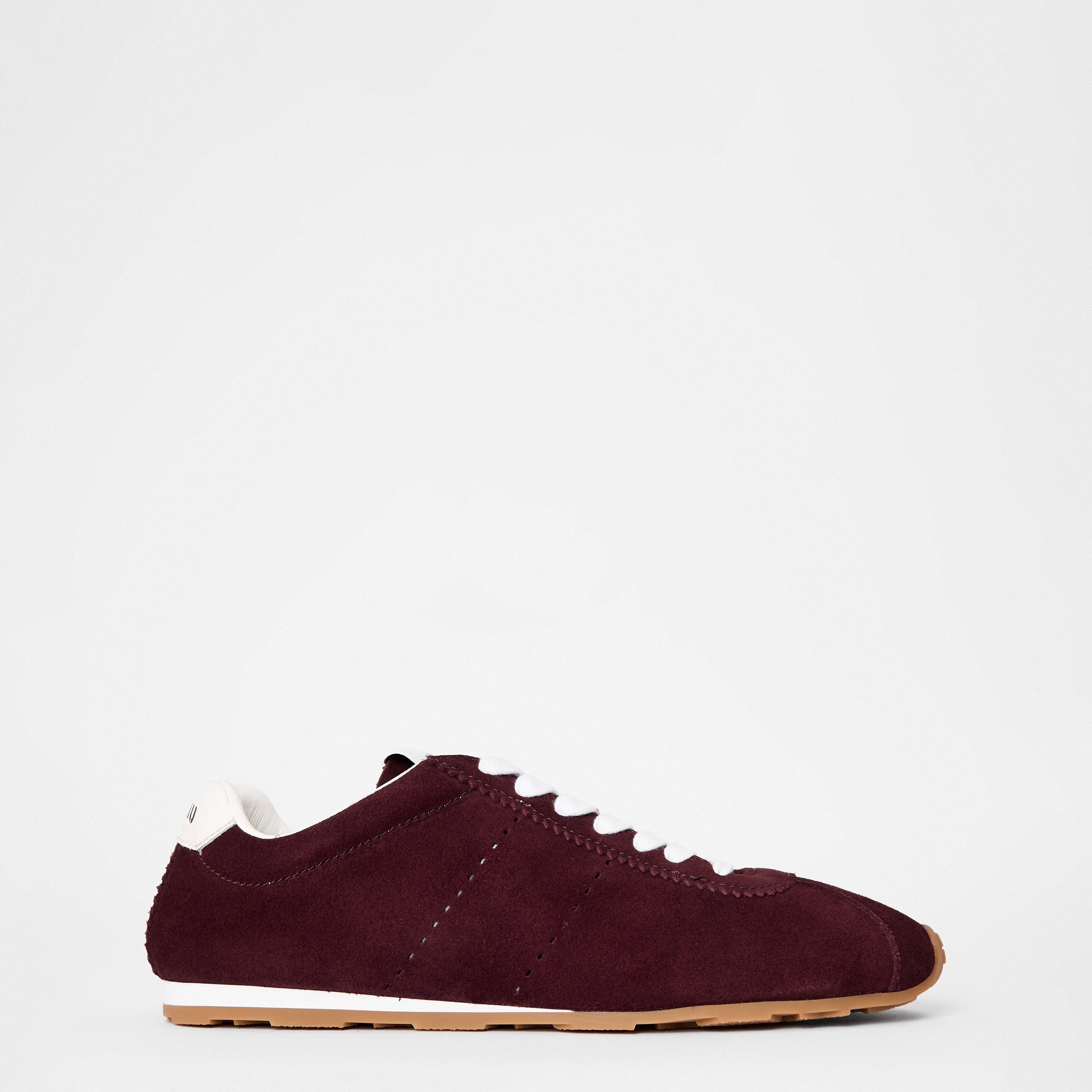 Bordeaux - Miu Miu - Plume Suede Sneakers - 1