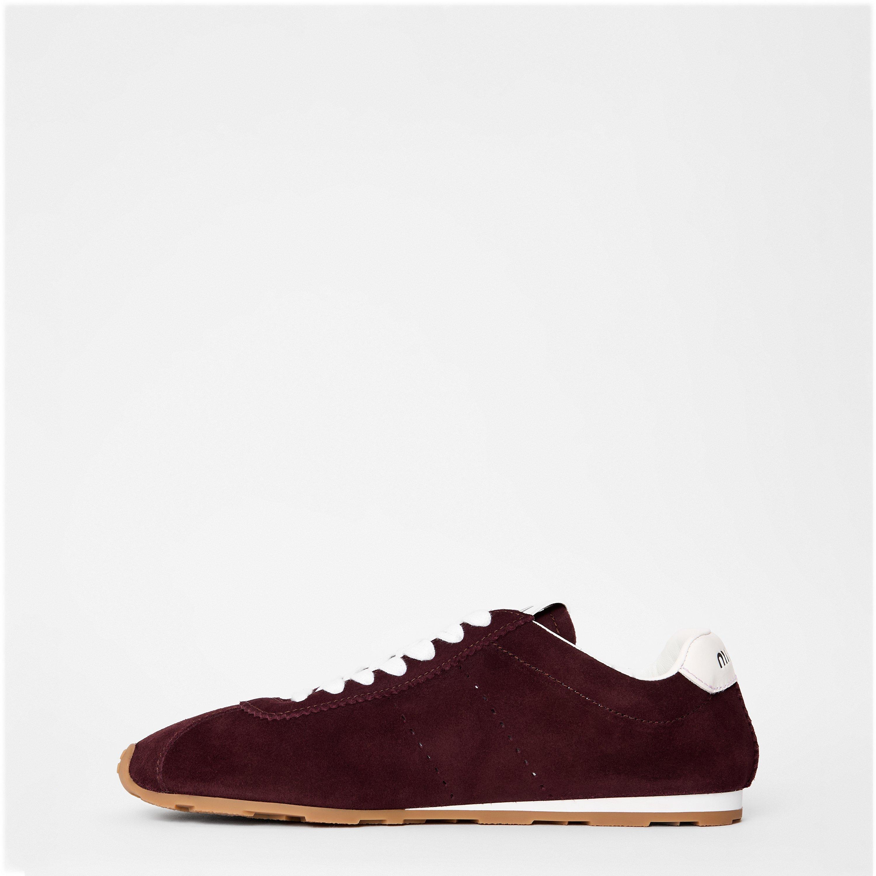 Bordeaux - Miu Miu - Plume Suede Sneakers - 2