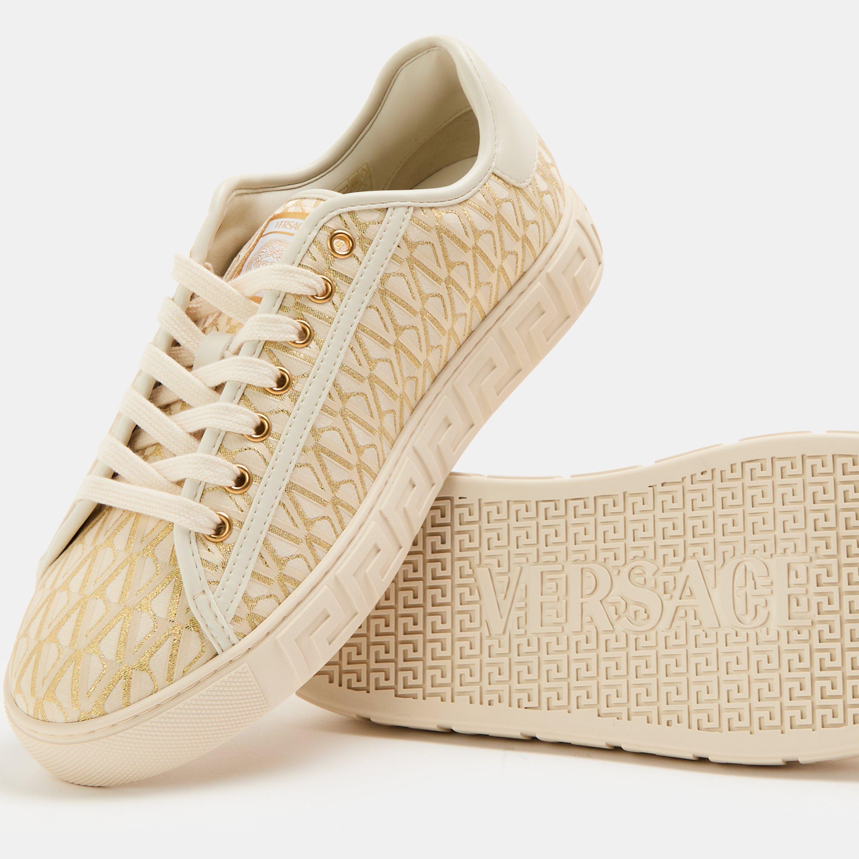 Milk White Gold - Versace - Women's Pattern Cushioned Low-Top Trainers - 3