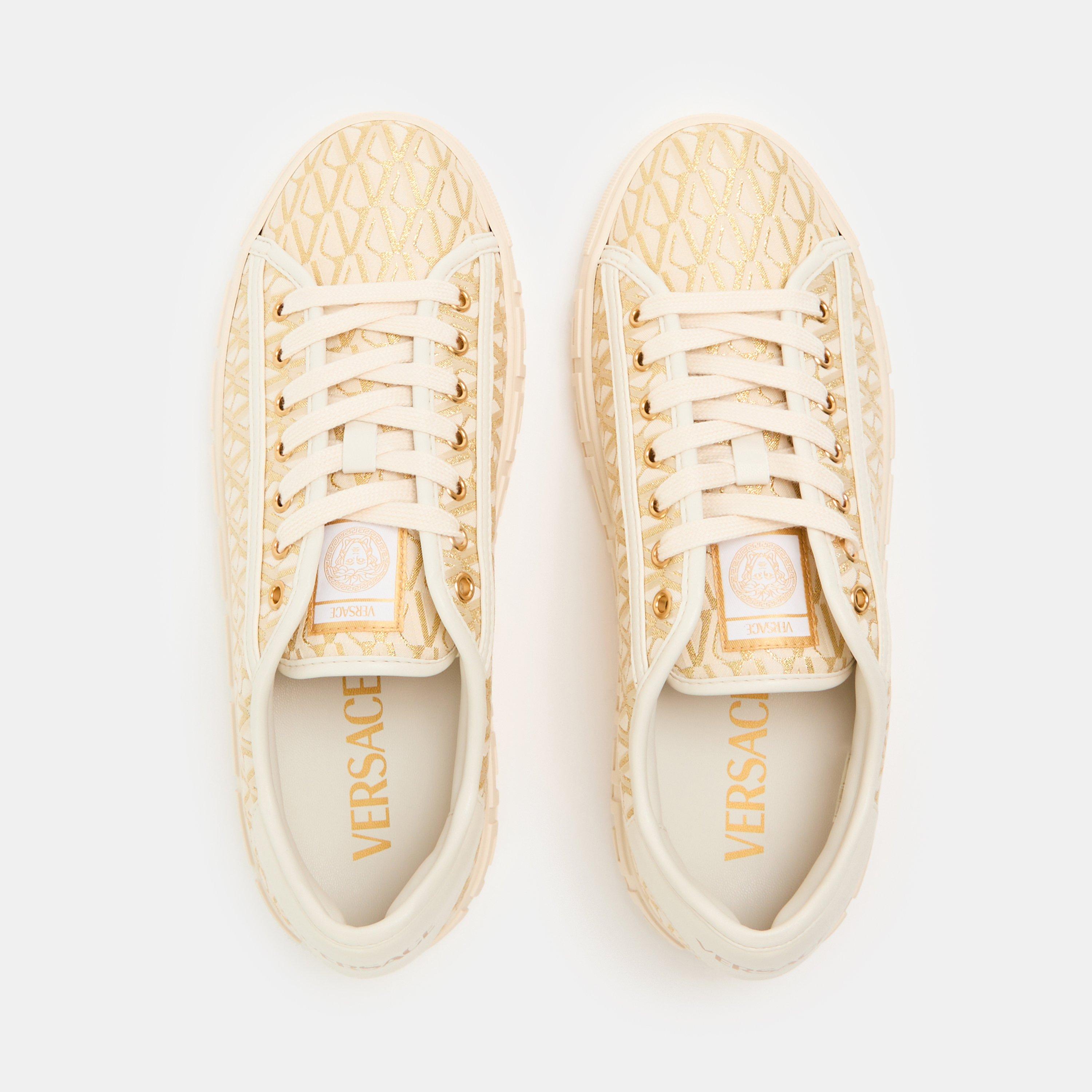 Milk White Gold - Versace - Women's Pattern Cushioned Low-Top Trainers - 4