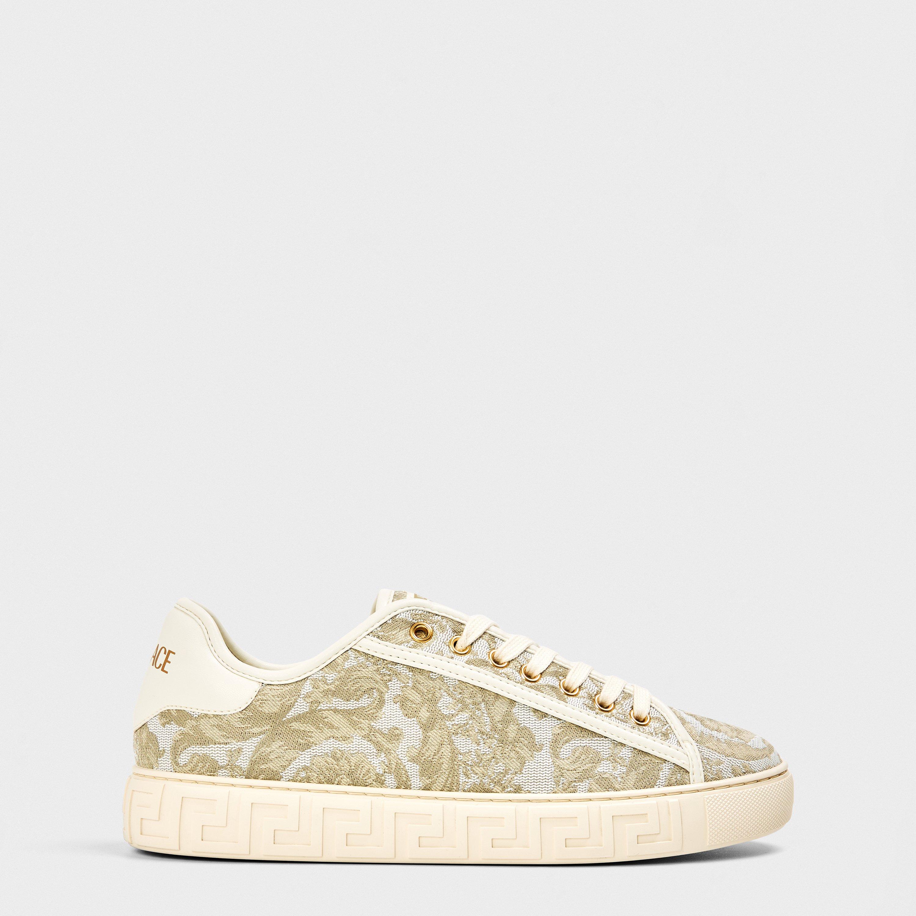Beige White Gld - Versace - Women's Pattern Cushioned Low-Top Trainers - 1