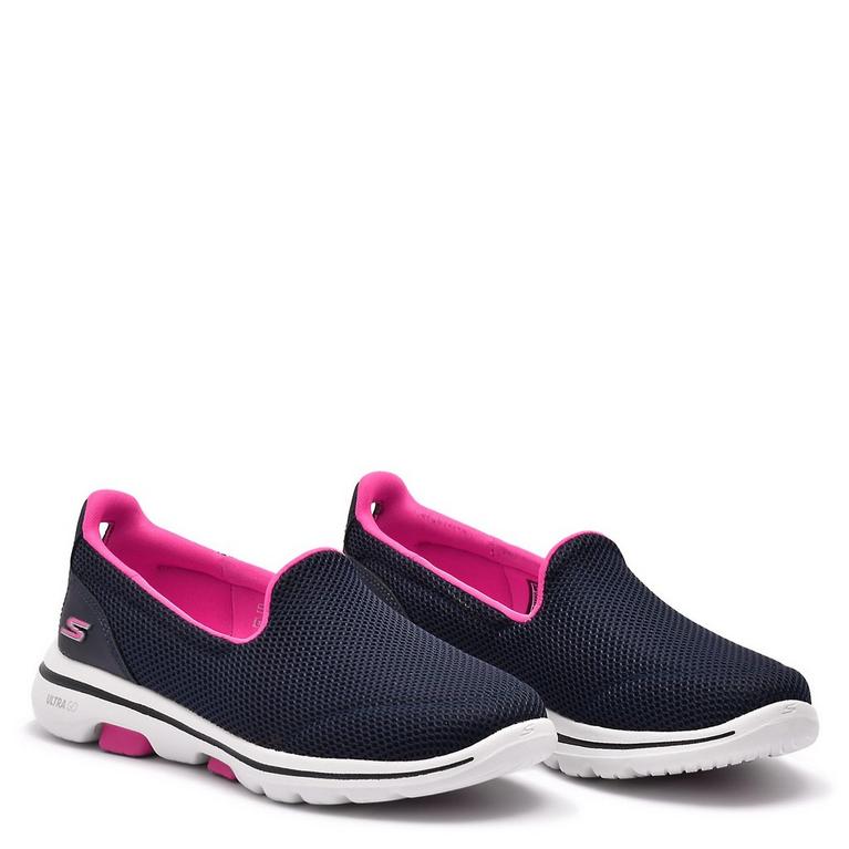 Navy/HotPink - Skechers - GO Walk 5 Womens Slip On Shoes - 5