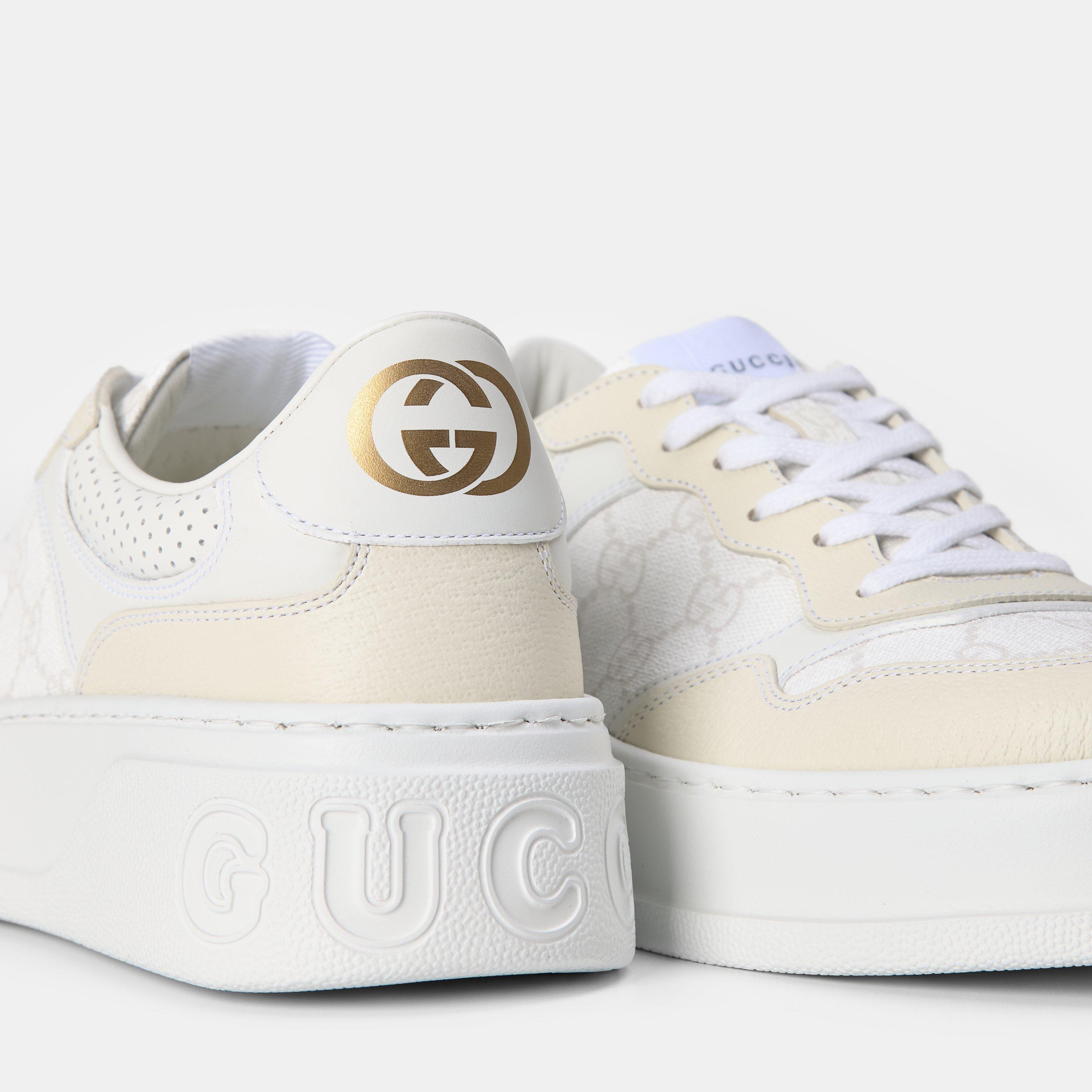 Grey White - Gucci - Women's GG Canvas Low-Top Trainers - 4