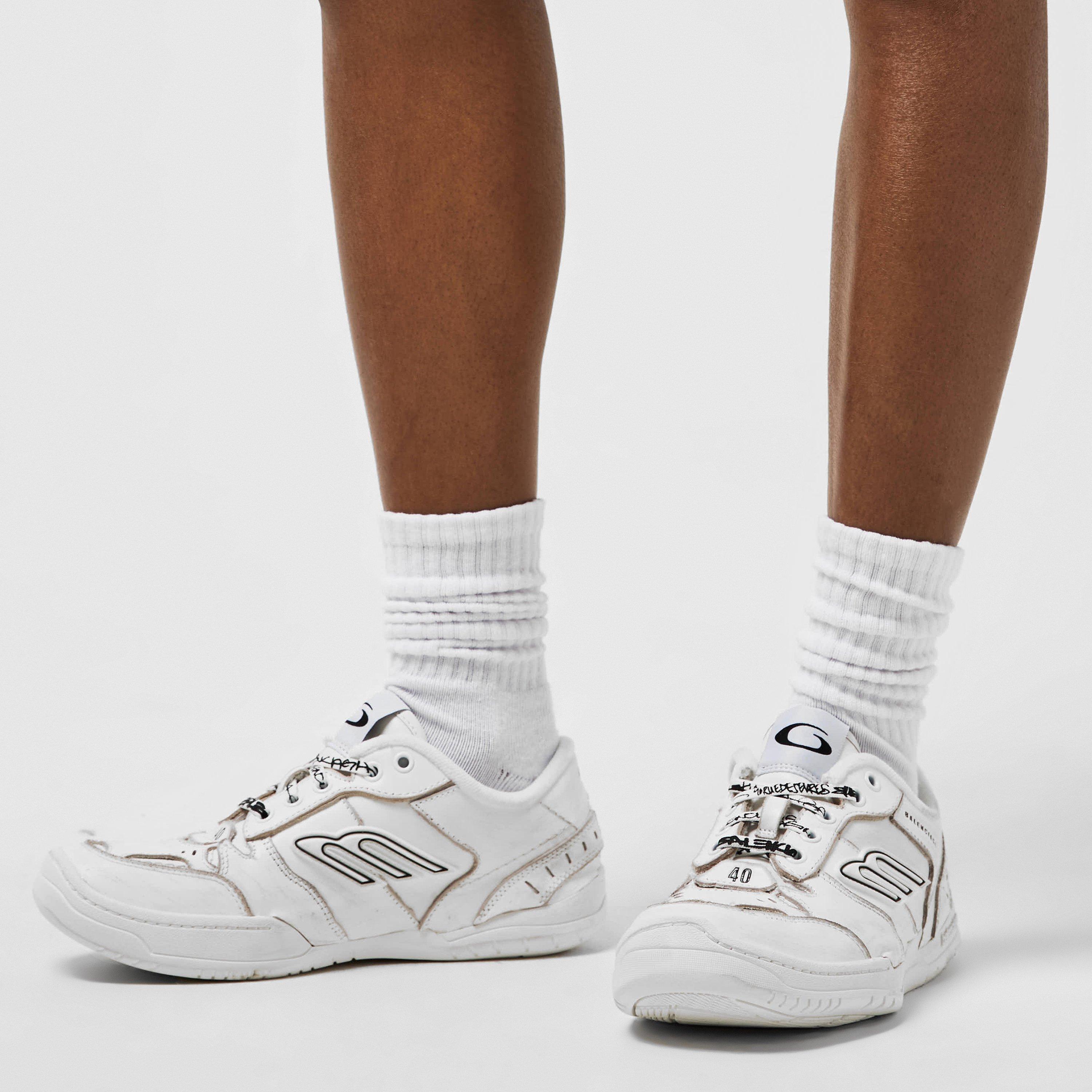 White - Balenciaga - Women's Bal Hamptons Low-Top Trainers - 3