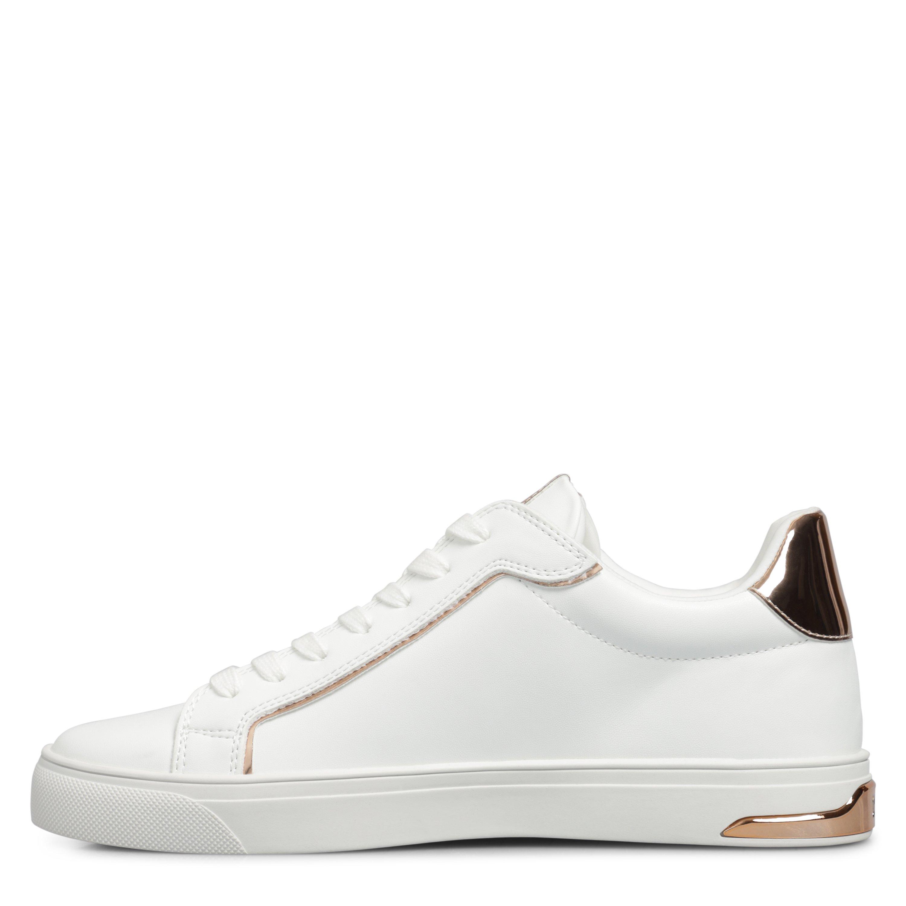 Brght Wt/Bk - DKNY - Women's Augustine Lace-Up Low-Top Trainers - 2