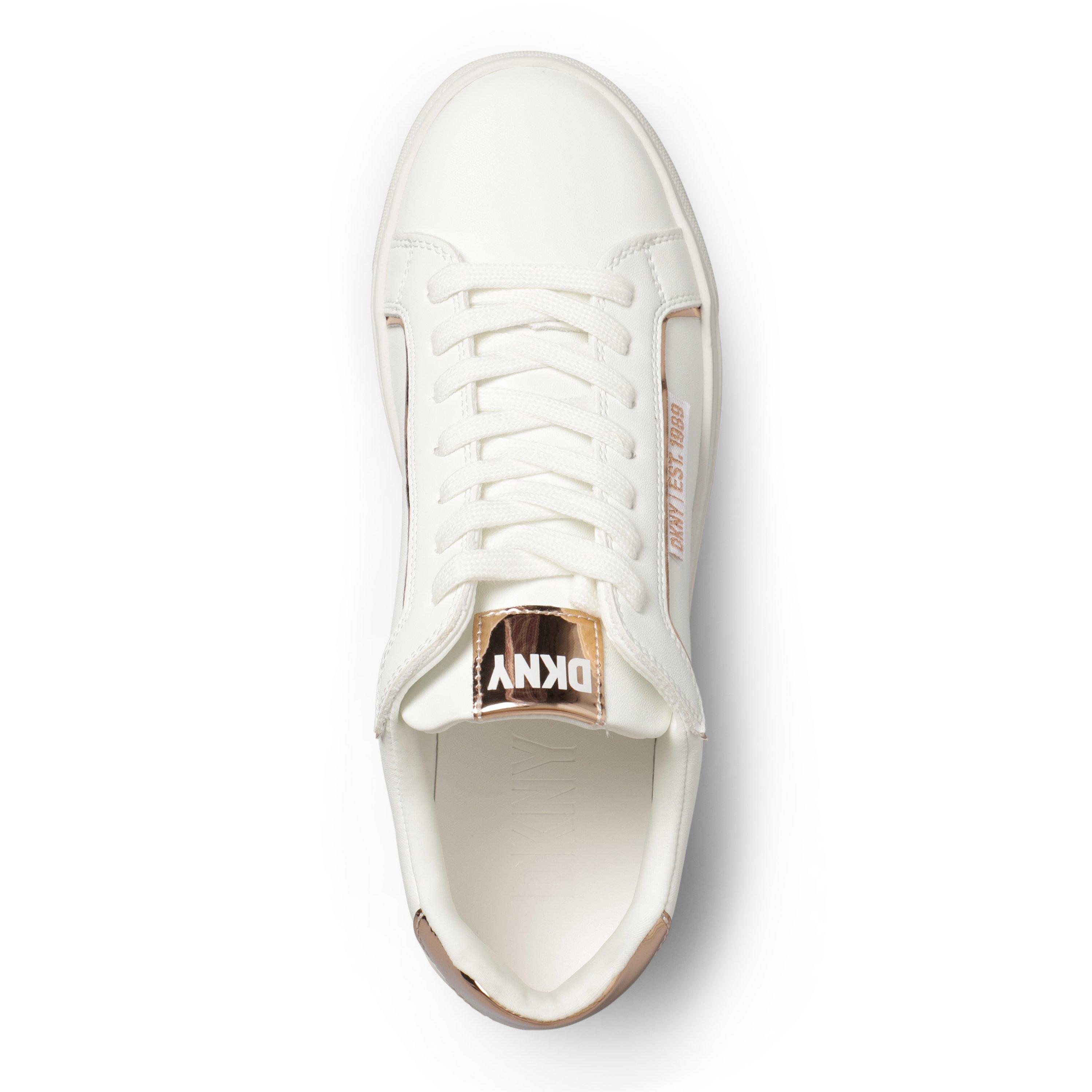 Brght Wt/Bk - DKNY - Women's Augustine Lace-Up Low-Top Trainers - 4