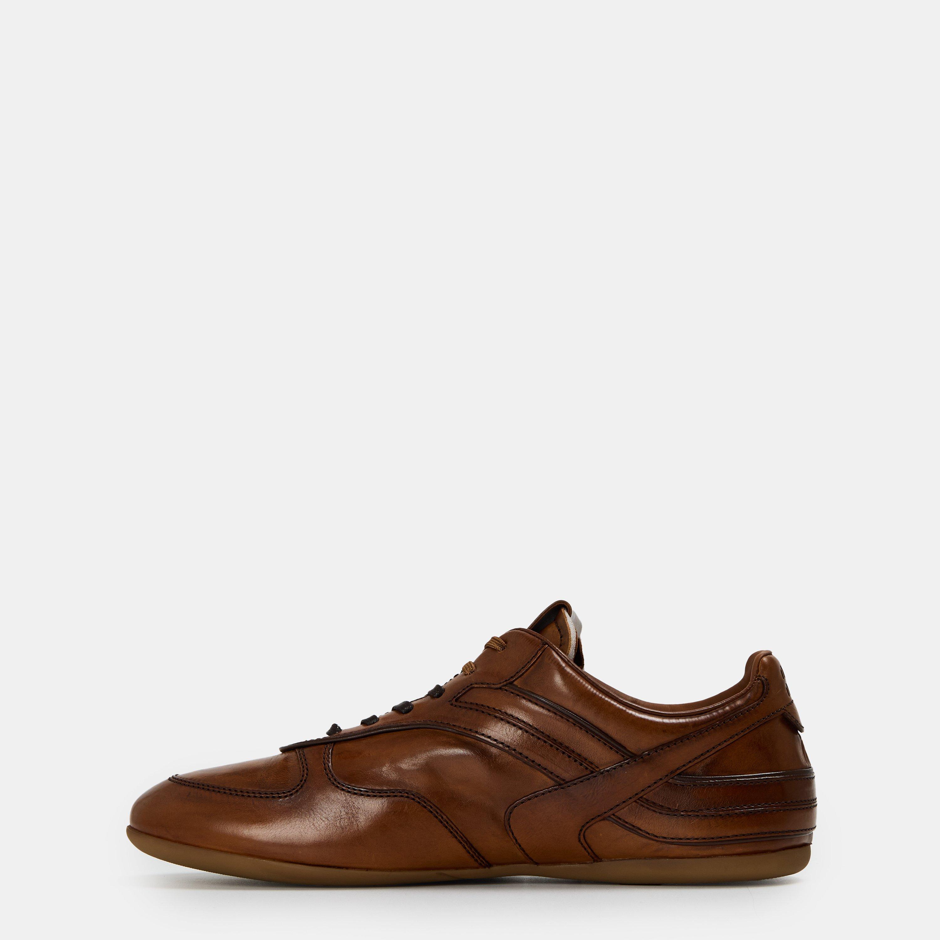 Cognac - Miu Miu - Women's Runner Leather Low-Top Trainers - 2