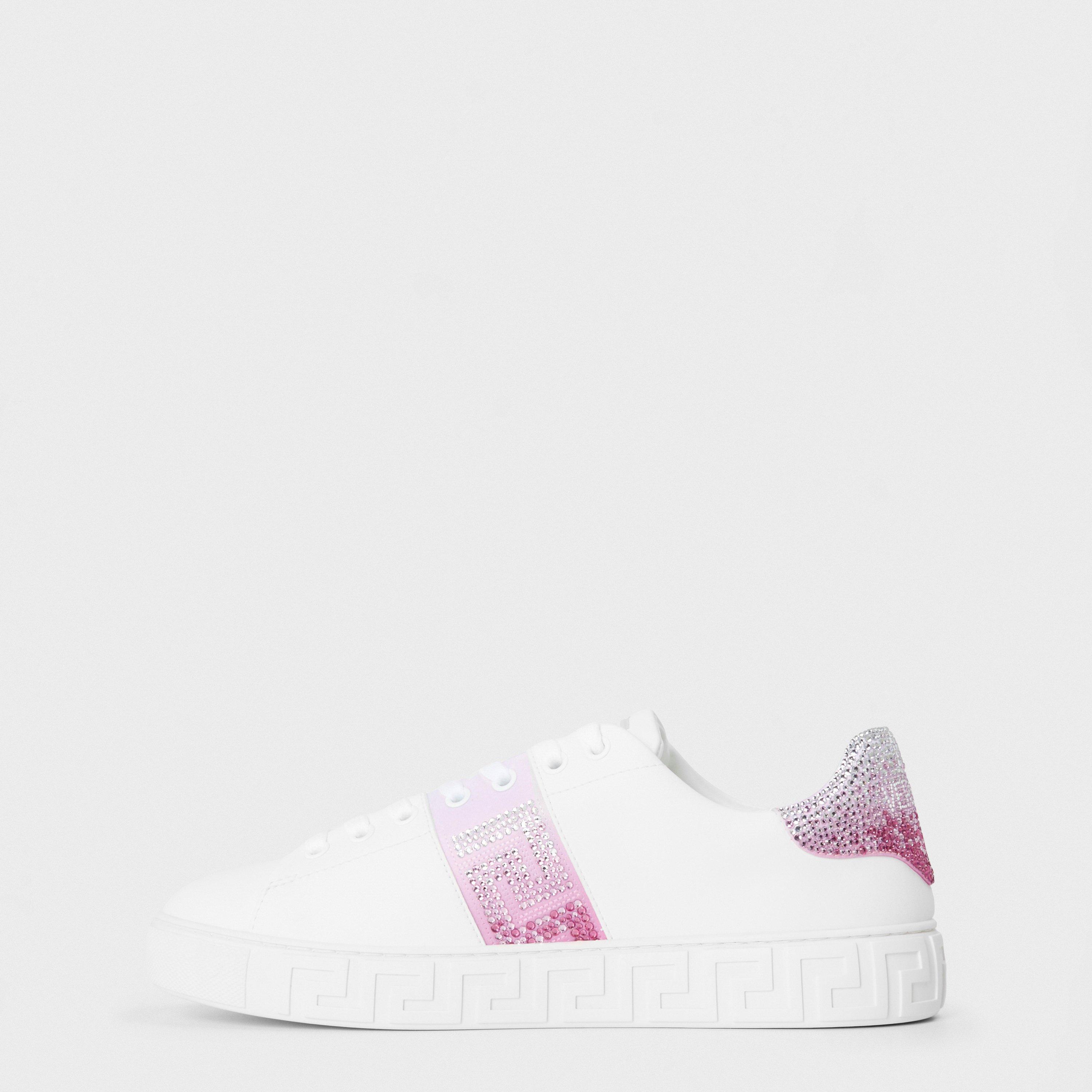 Whte Pastel Pnk - Versace - Women's Logo Low-Top Trainers - 2